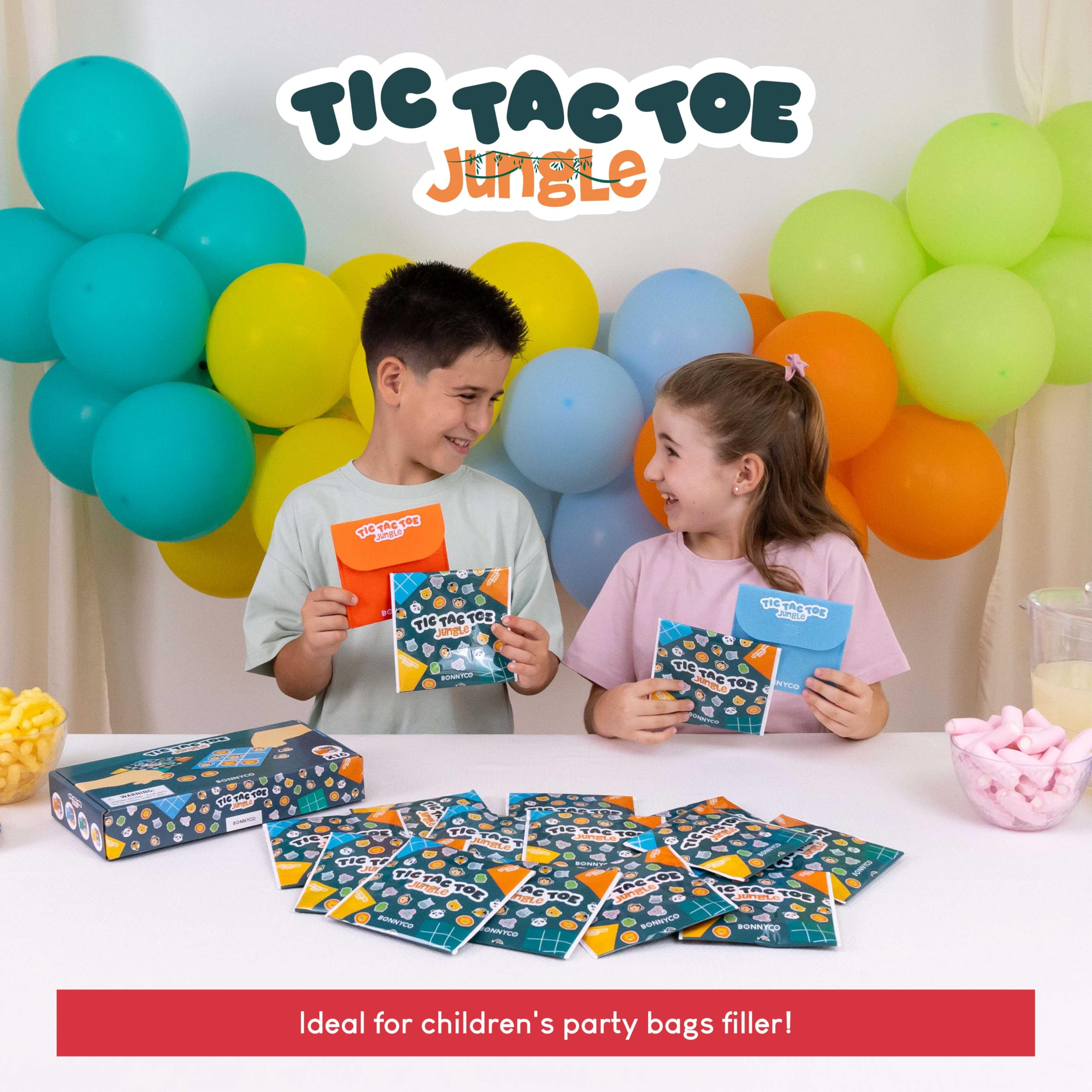 BONNYCO Jungle Animals Tic Tac Toe - 16 Pack Party Favors for Kids 8