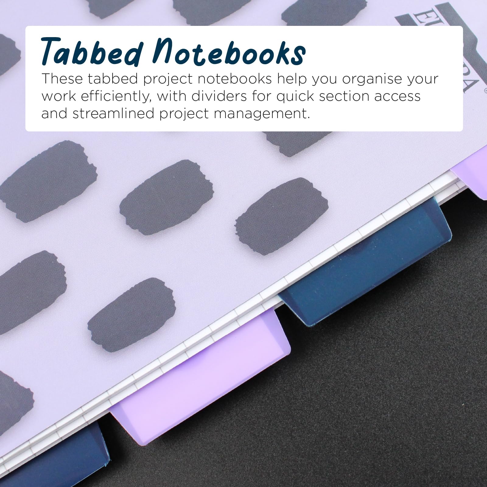 Exacompta Europa Splash Project Book - A4, 80gsm Lined Paper, 5 Moveable PP Dividers, Purple 2
