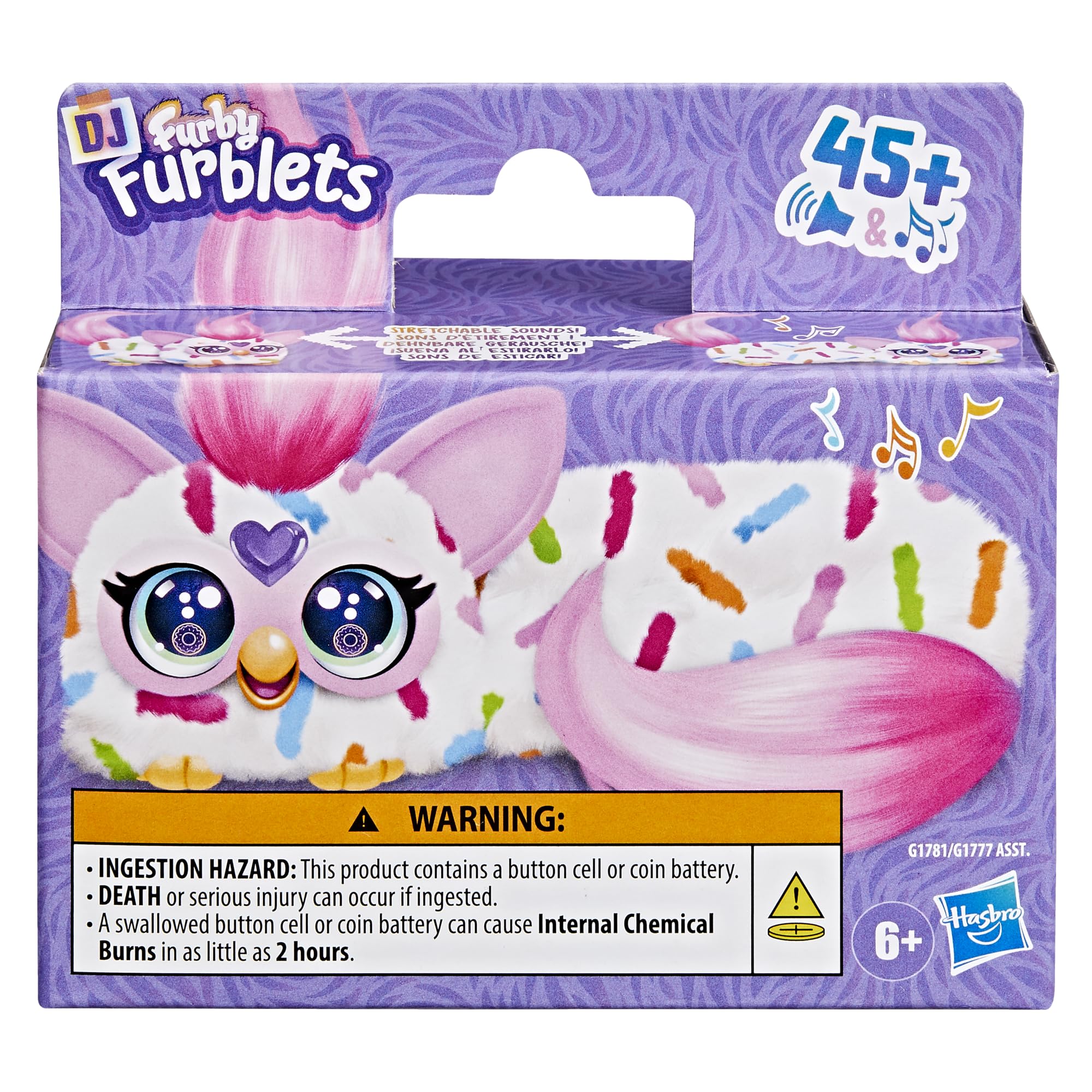 Furby DJ Furblet Berry-Cup-Cake Interactive Plush Toy with Stretchy Body, Music & Keychain Clip 7