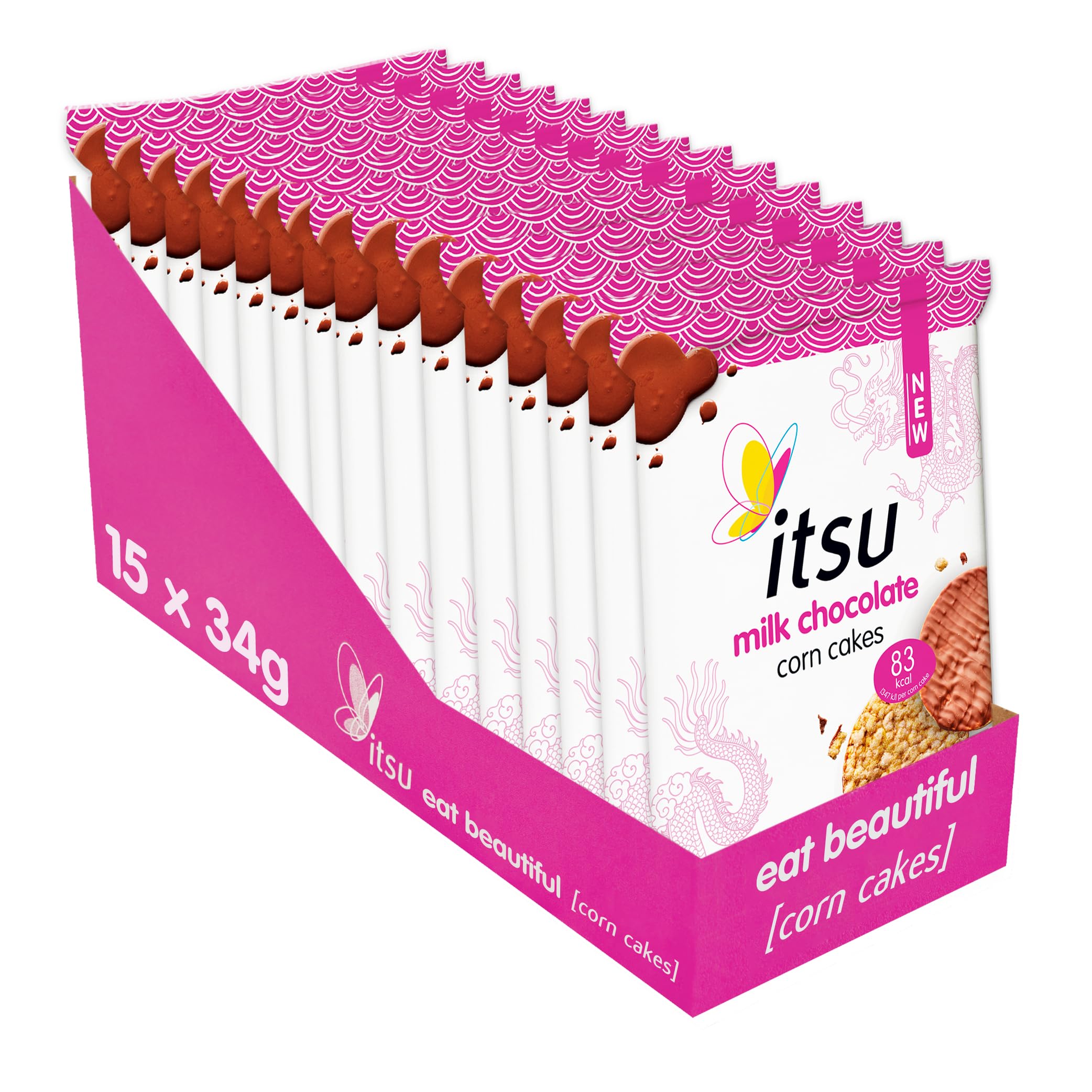 Itsu Milk Chocolate Corn Cakes 34g | Gluten Free | Healthy Snack | Pack of 15 6