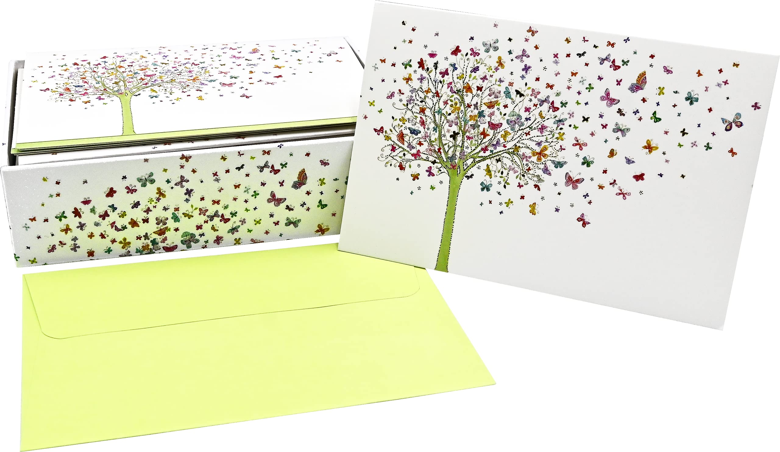 Peter Pauper Press Tree of Butterflies Notecard Set | 14 Cards, 15 Envelopes | 5" x 3.5" 3