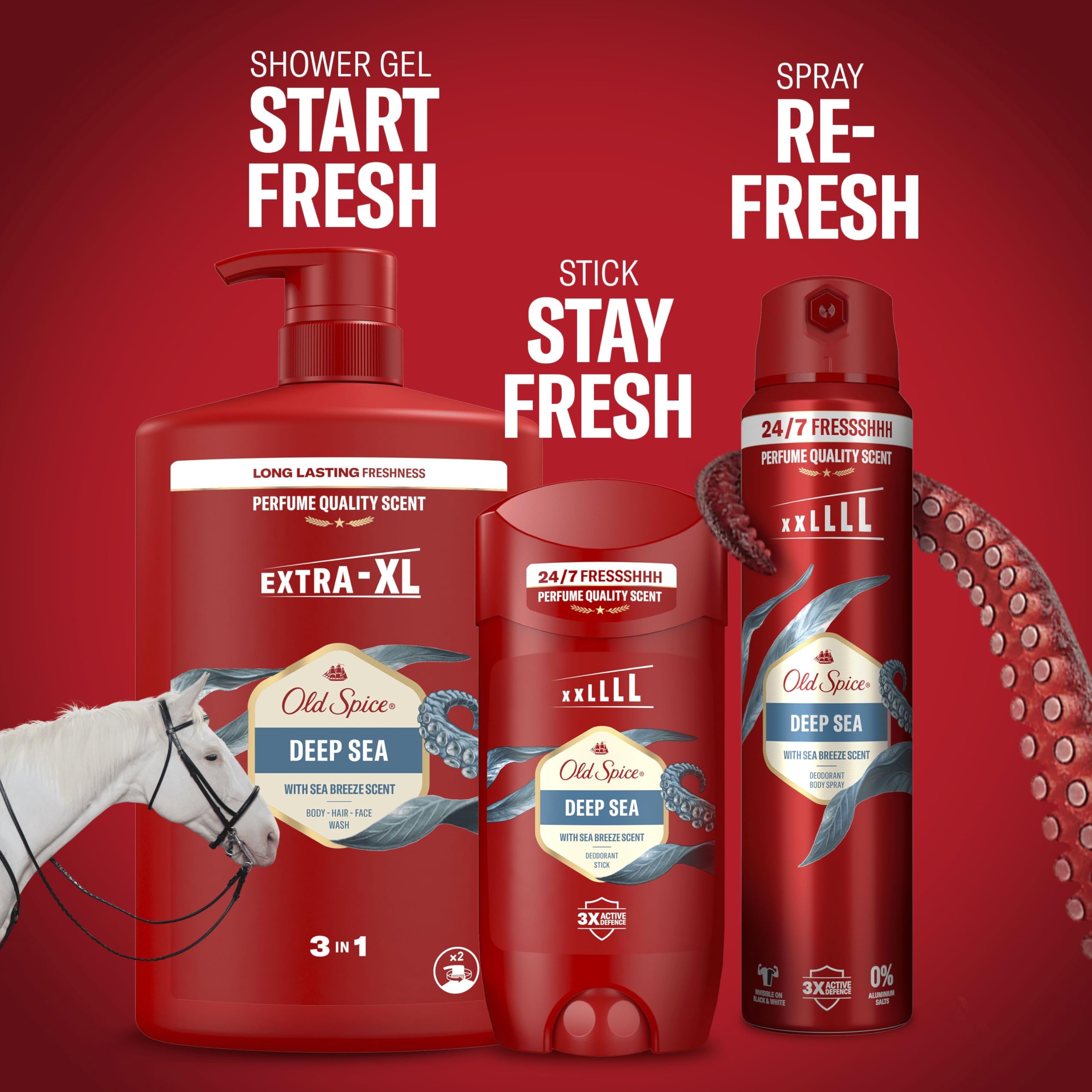 Old Spice Deep Sea Men's 3-in-1 Shower Gel & Shampoo (1000ml) 5