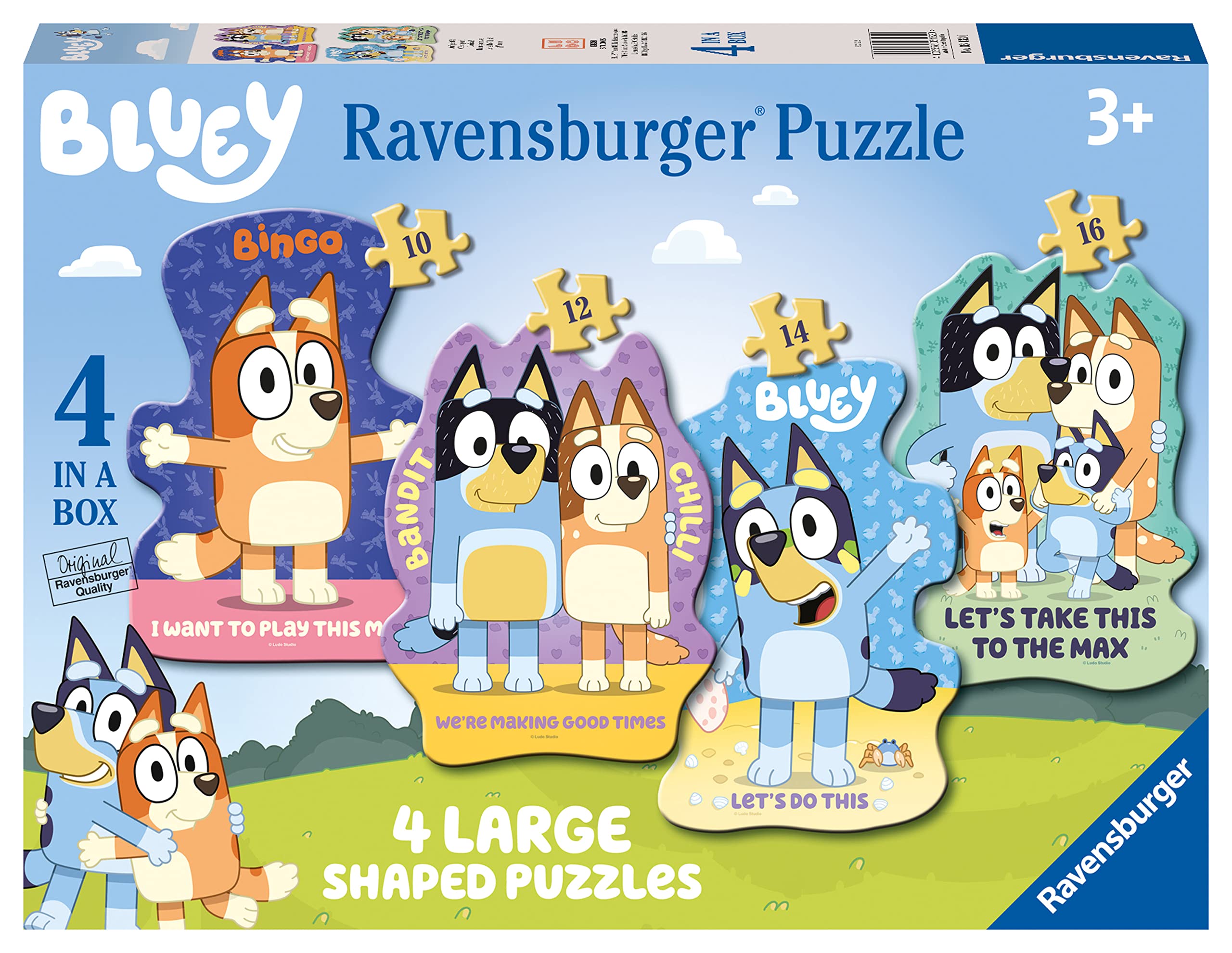 Ravensburger Bluey 4 Large Shaped Jigsaw Puzzles for Kids Age 3+ (10, 12, 14, 16 Pieces)