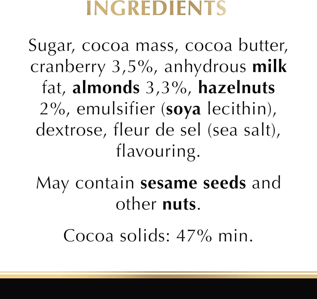 Lindt Excellence Dark Chocolate with Cranberry, Almond & Hazelnut – 100g
