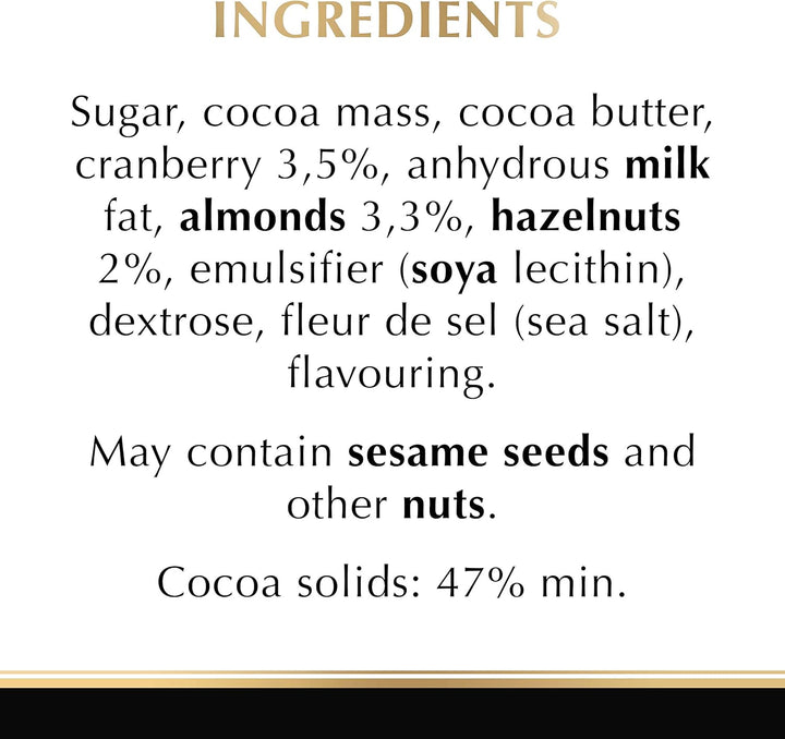 Lindt Excellence Dark Chocolate with Cranberry, Almond & Hazelnut – 100g