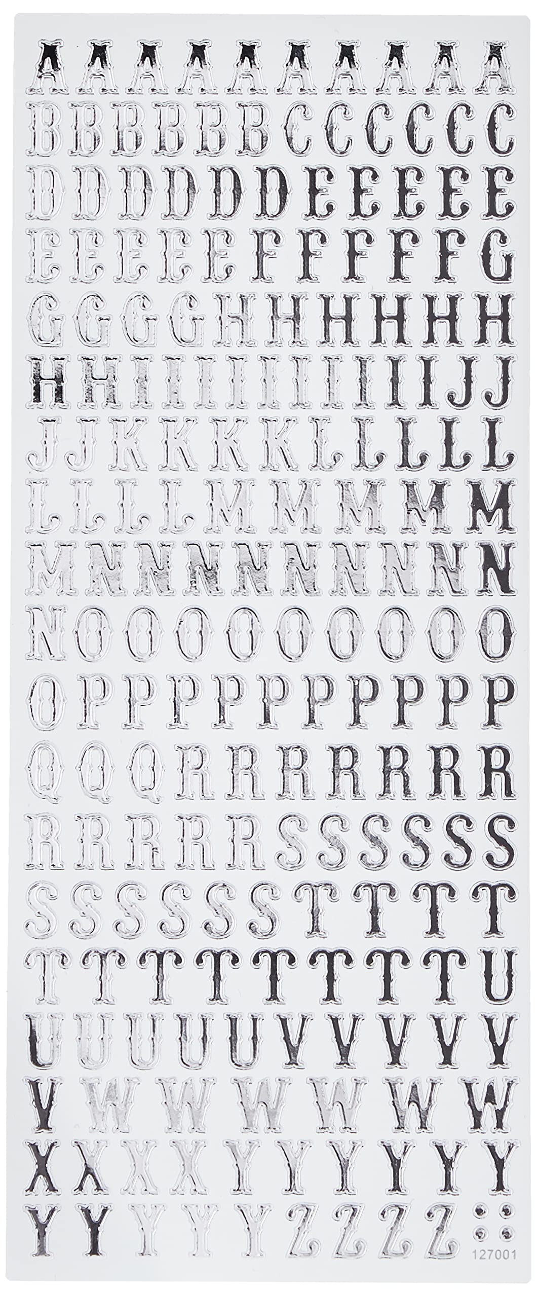 Anita's Traditional Alphabet Outline Stickers - Silver on White | Self-Adhesive Sheet