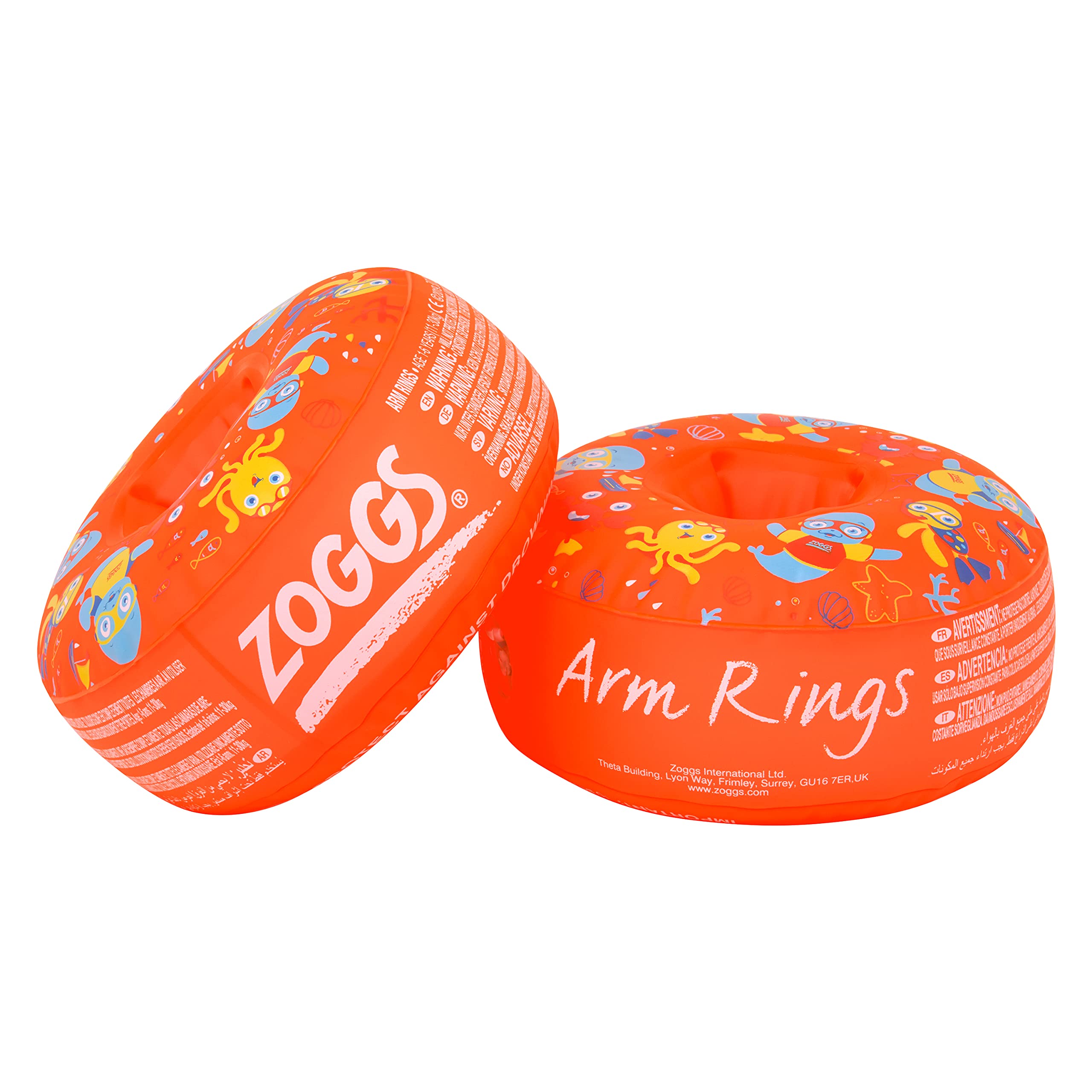 Zoggs Arm Rings Dual Buoyancy Swimming Armbands for Kids | Ages 1-6 Years, 11-30kg | Orange/Multi