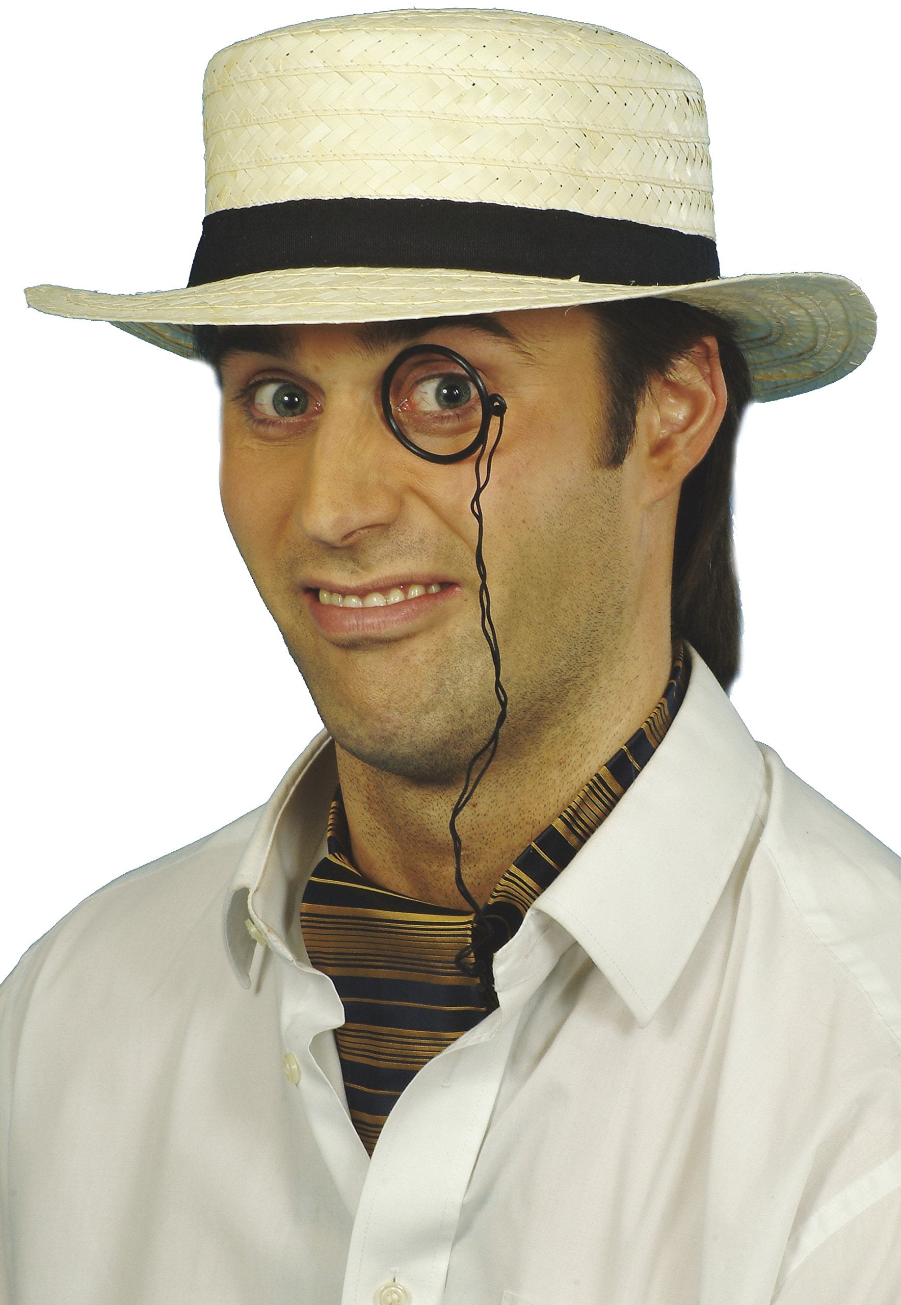 Smiffys Cream Straw Boater Hat with Black Band, Adult Fancy Dress Accessory 5