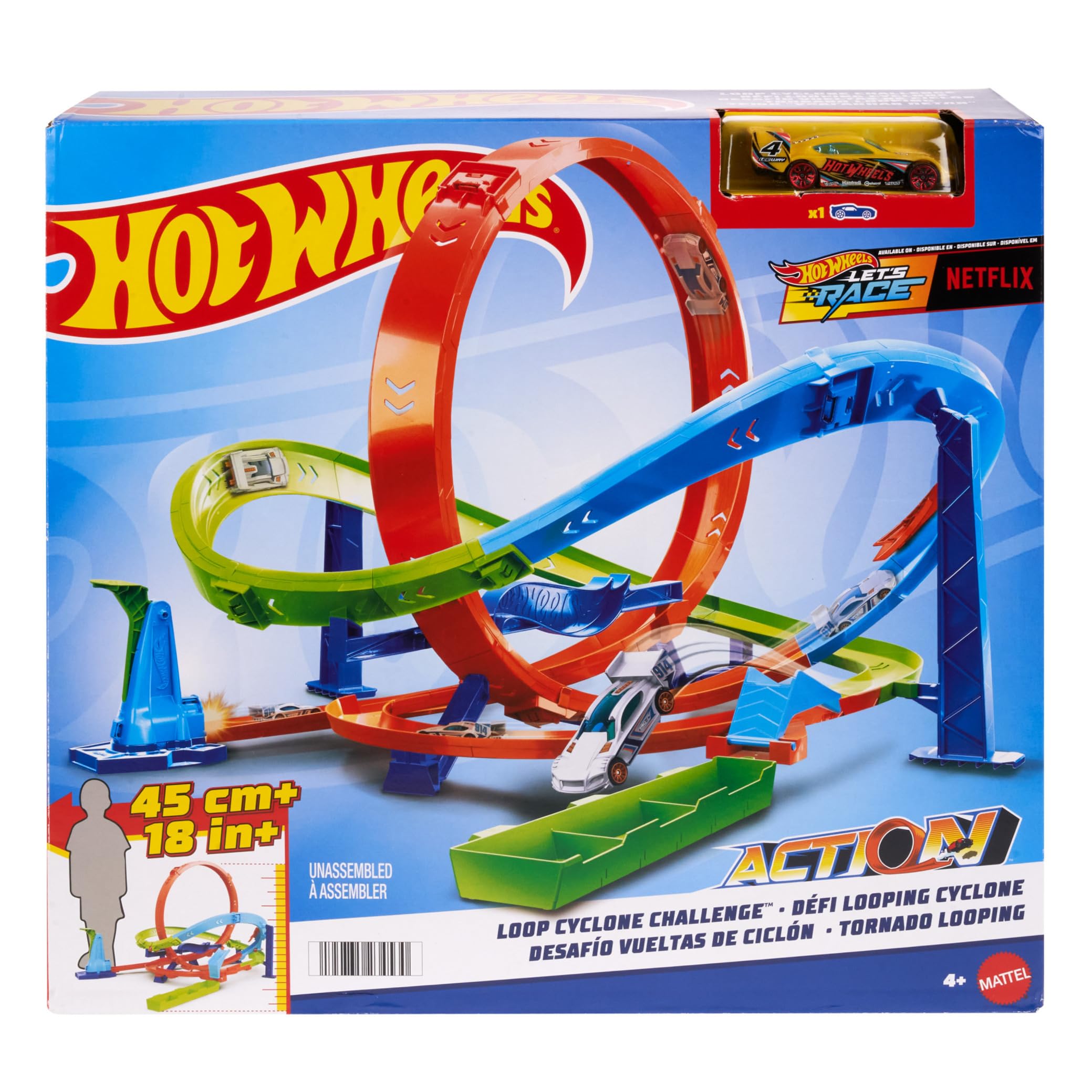 Hot Wheels Action Loop Cyclone Challenge Track Set - 2-in-1 Racing Playset for Kids 4+ 7