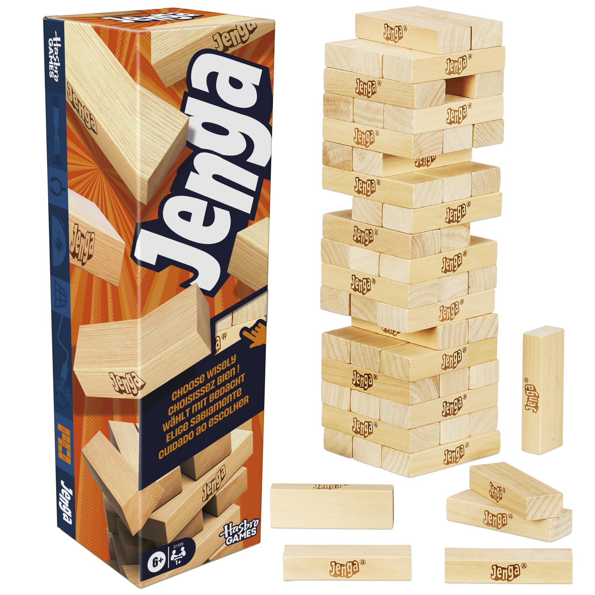 Hasbro Gaming Jenga Game with Digital Die | 54 Wood Blocks | Ages 6+ 1