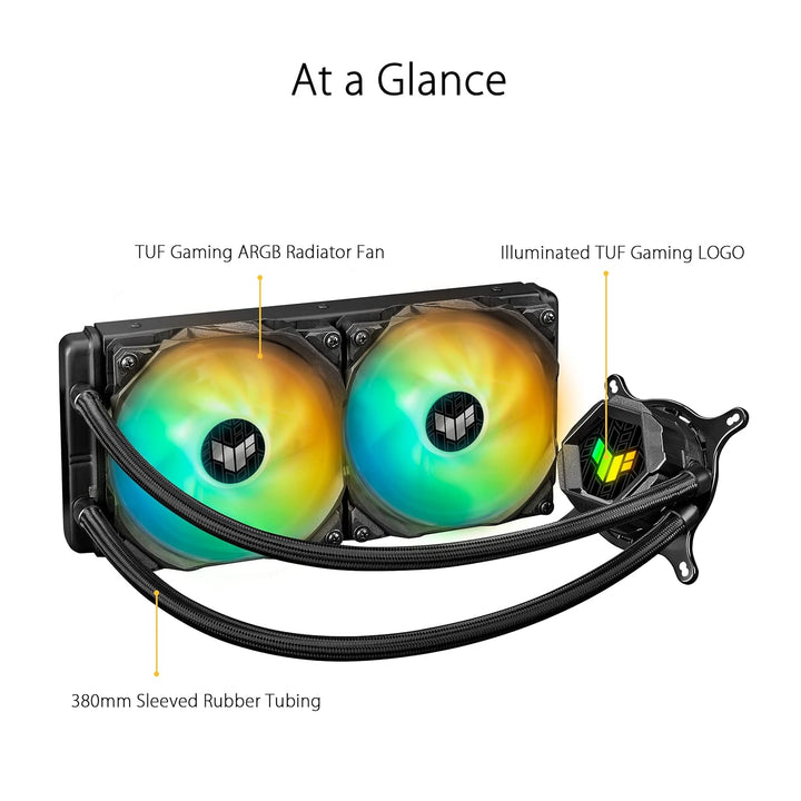 ASUS TUF Gaming LC 240 ARGB All-in-One Liquid CPU Cooler with Aura Sync, Dual 120mm ARGB Fans, and Rugged Design