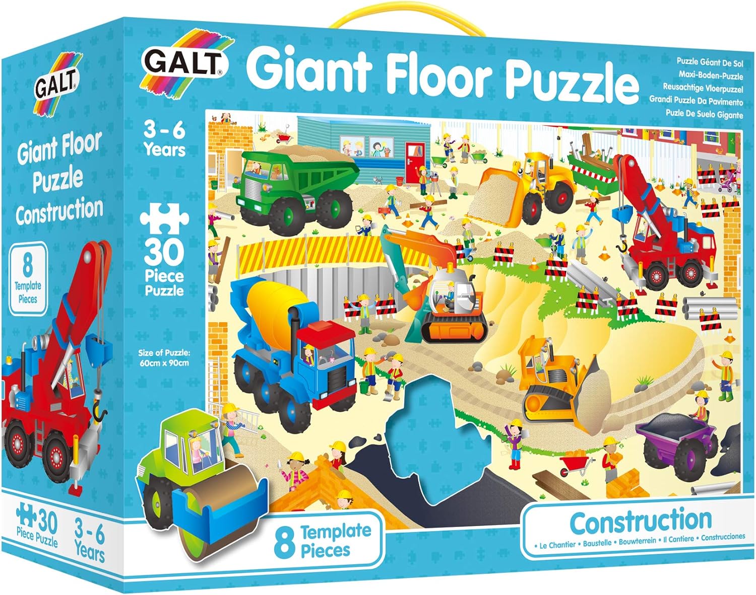 Galt Toys Giant Floor Puzzle - Construction Site, 30-Piece Educational Puzzle for Kids Ages 3-6