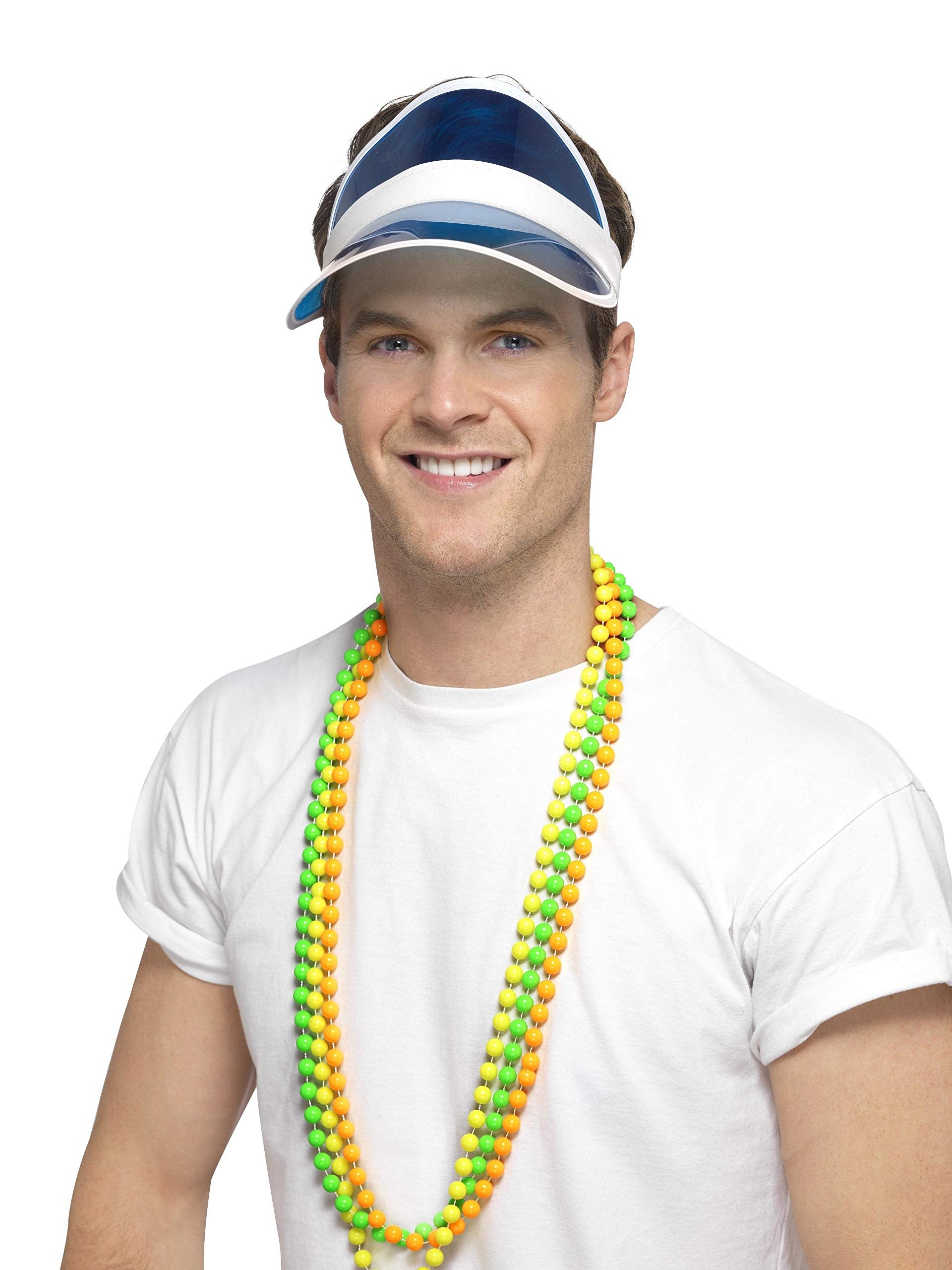 Smiffys 80s Sun Visor Blue - 1980s Fancy Dress Hat for Adults 6