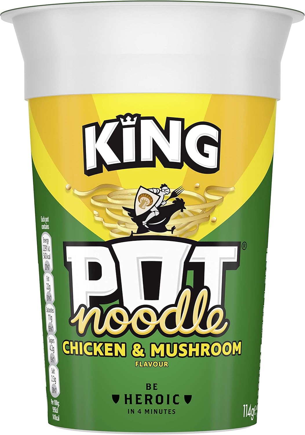 Pot Noodle King Chicken & Mushroom Flavour Instant Noodles, 12 x 114g Pots 1