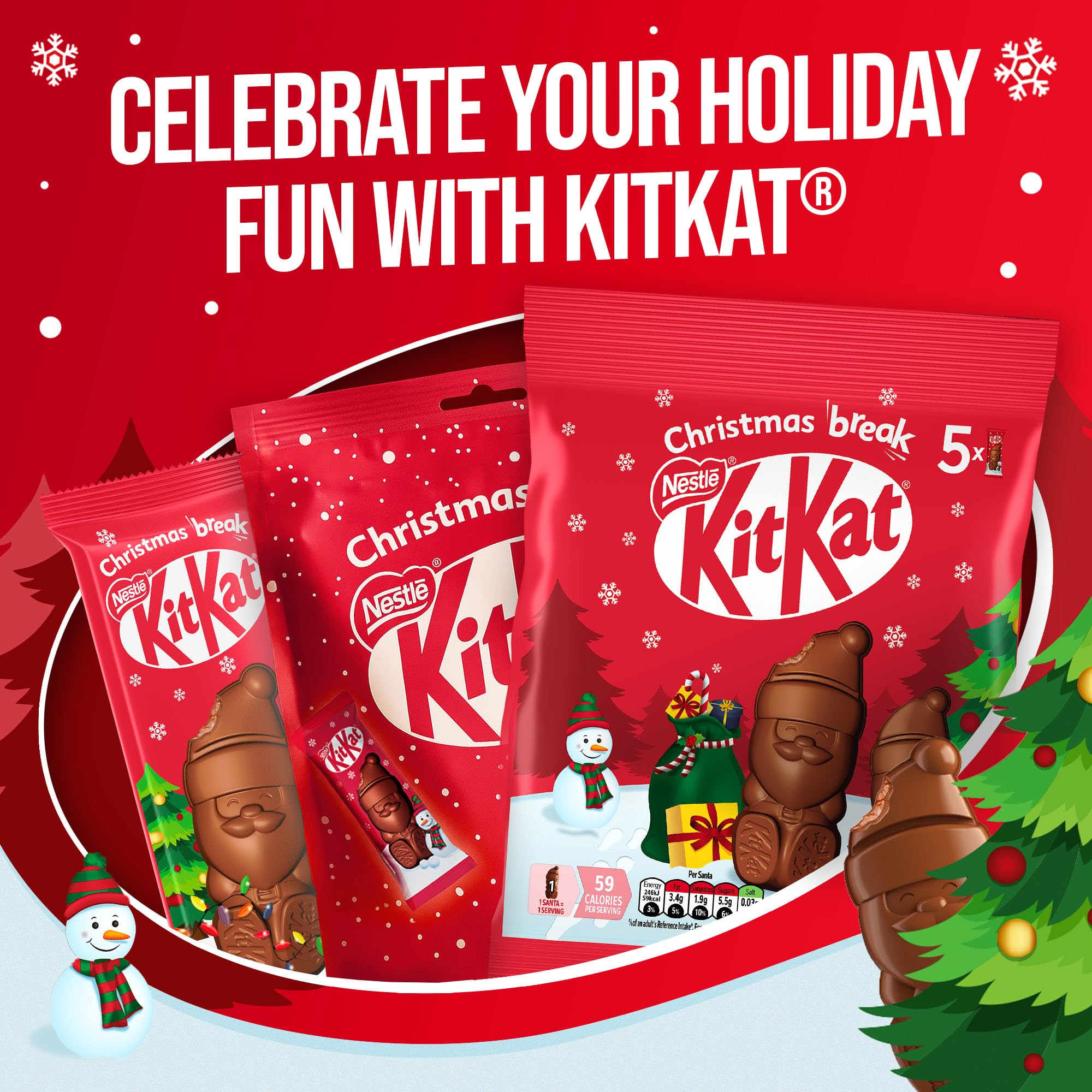 KitKat Pouch Santa 55g - Gluten Free Milk Chocolate Santas with Crispy Wafer 6