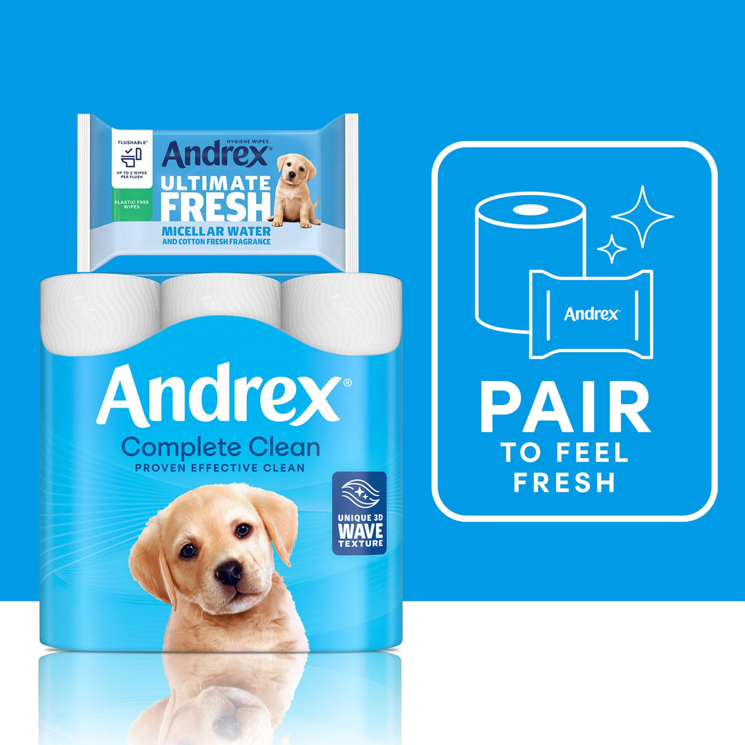 Andrex Complete Clean Toilet Roll - 9 Rolls