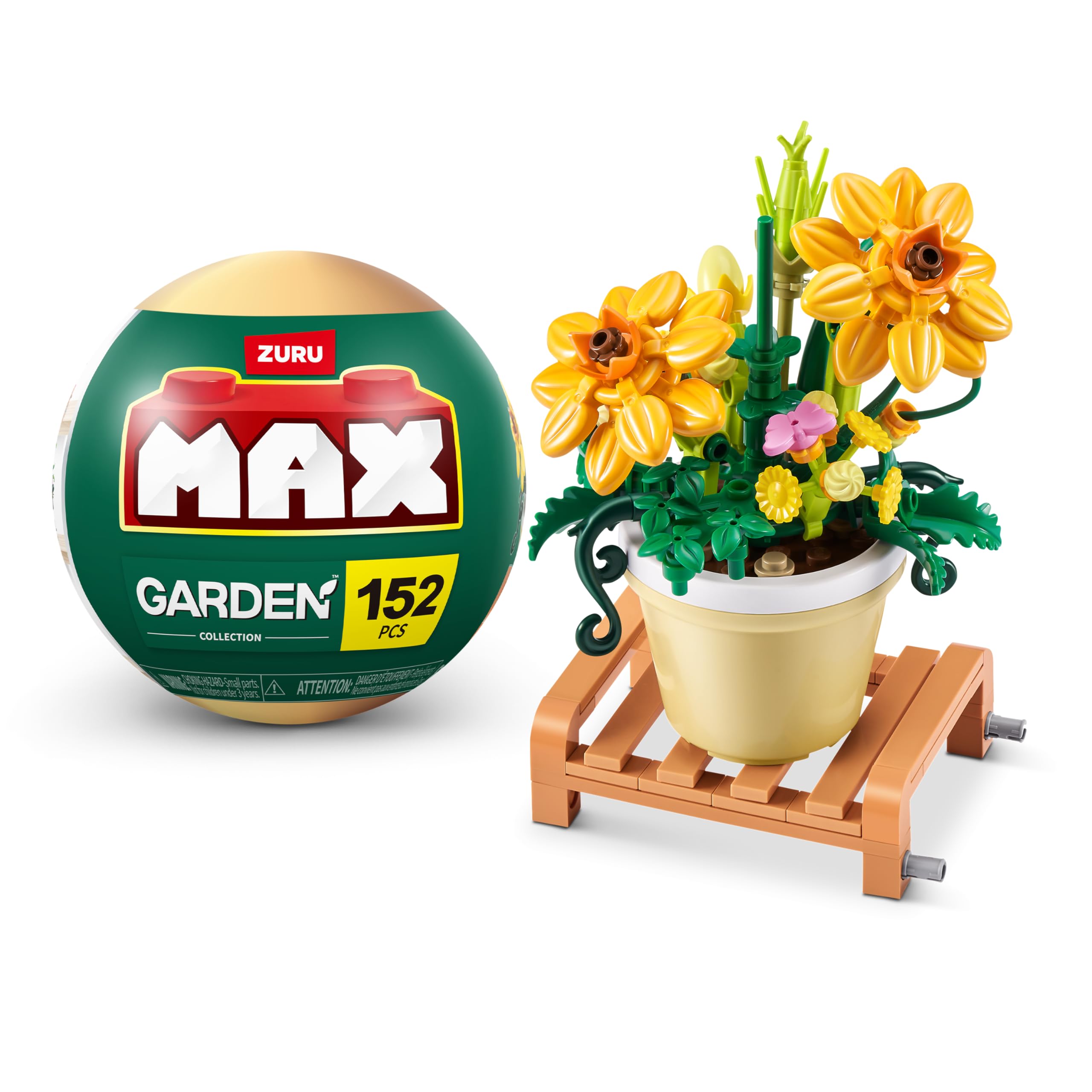 MAX Premium Garden Pot Plants Building Bricks - 152-Piece Cosmos Sulphureus Set