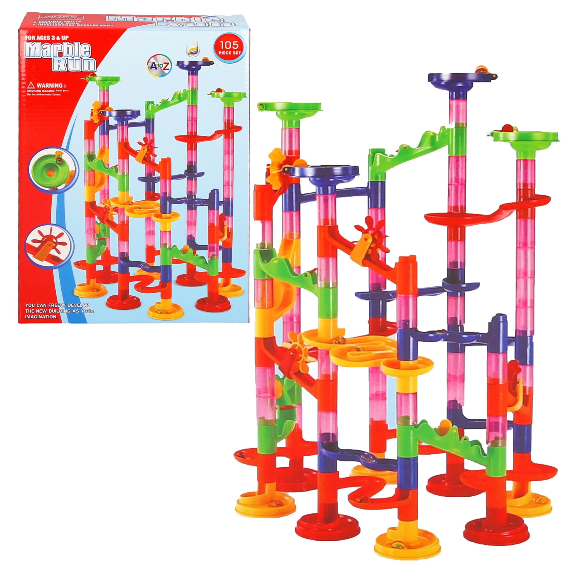 Marble Run Construction Set - 105-Piece Building Toy for Ages 3+ 4