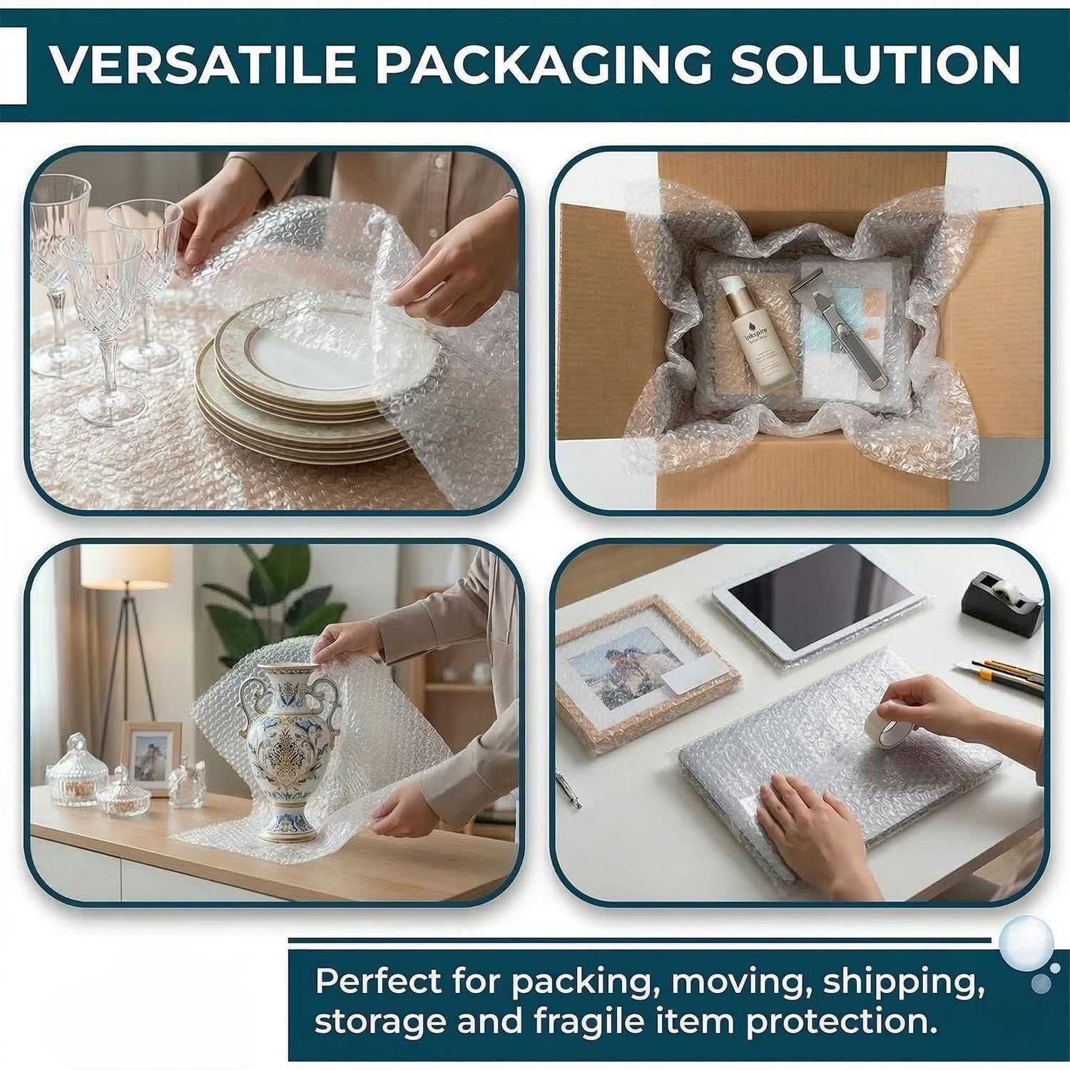 Inkspire Bubble Wrap Roll - 300mm x 20m Heavy Duty Protection | Tear Resistant | Reusable 6