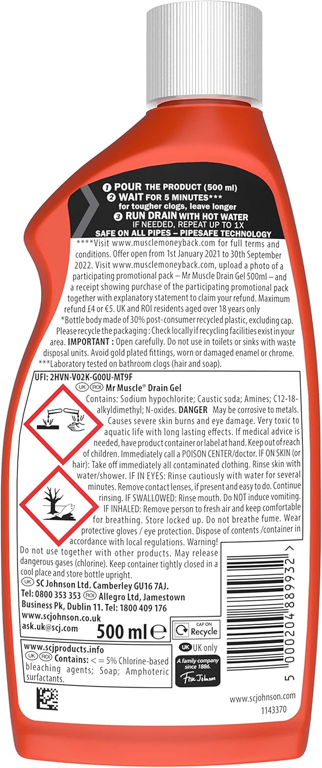 Mr Muscle - Power Gel Drain Unblocker 500ml