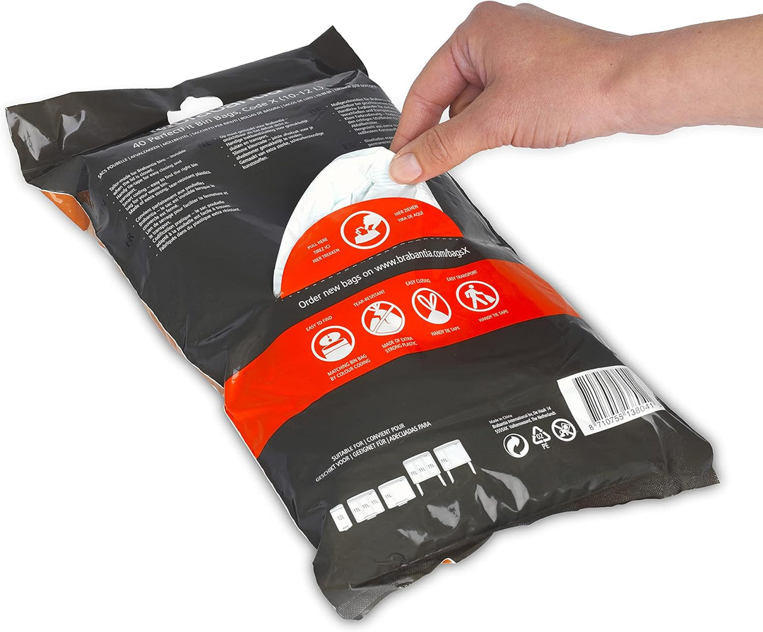 Brabantia PerfectFit Bin Liners Size X (10-12 Litre) Thick Plastic Trash Bags