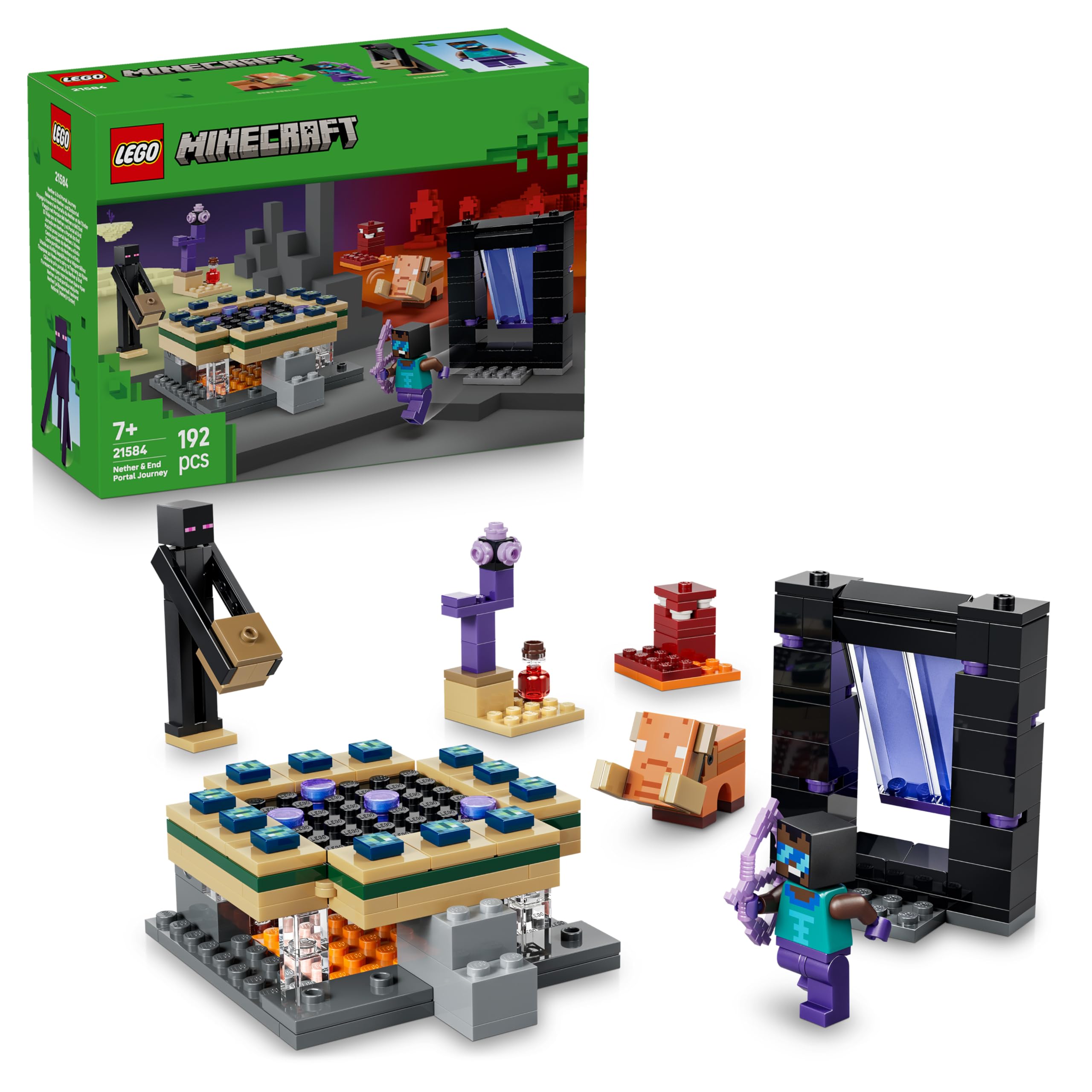 LEGO Minecraft Nether & End Portal Journey Building Set | Ages 7+ | Model 21584