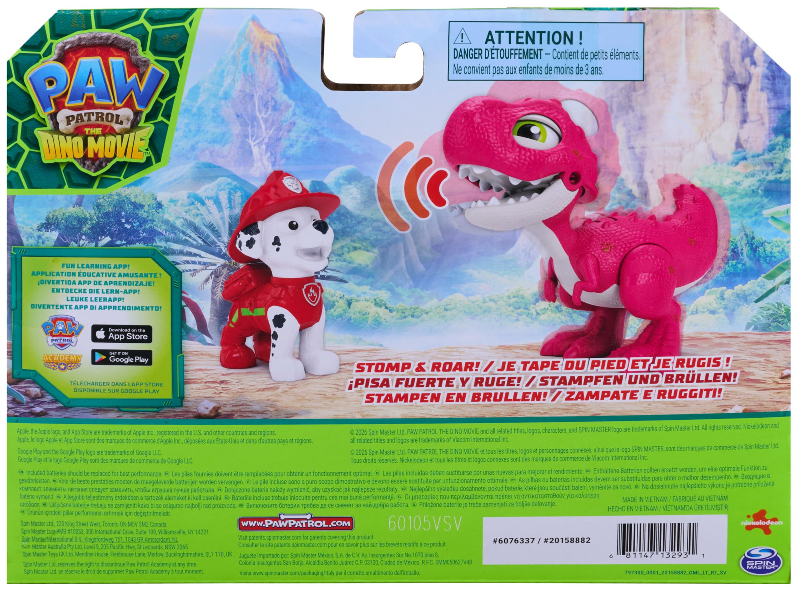 Paw Patrol Marshall Roaring Pup Pals Dino Movie Action Figure - Ages 3+ 9