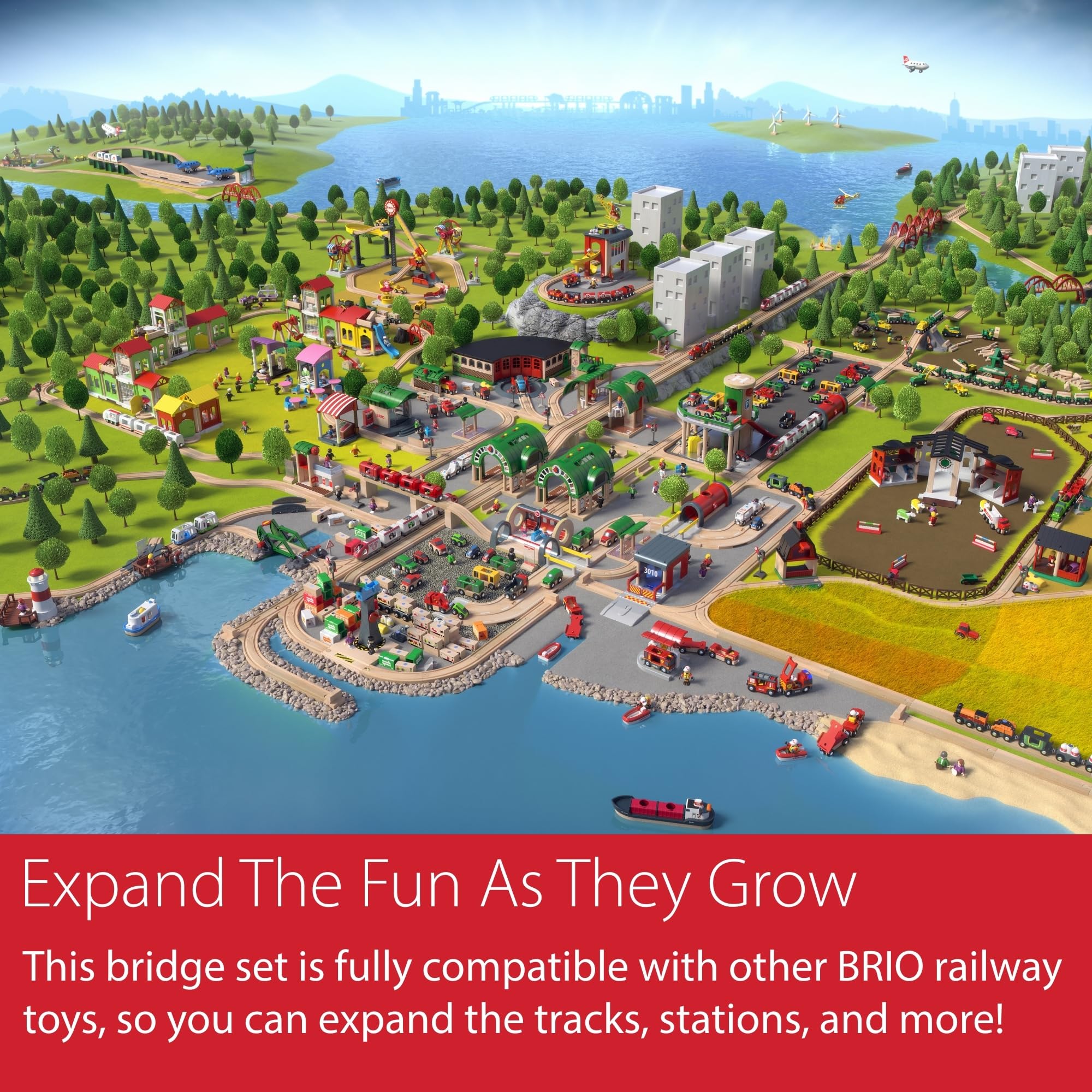 BRIO World Double Suspension Train Bridge - Wooden Train Set Accessory for Kids 3+ 18