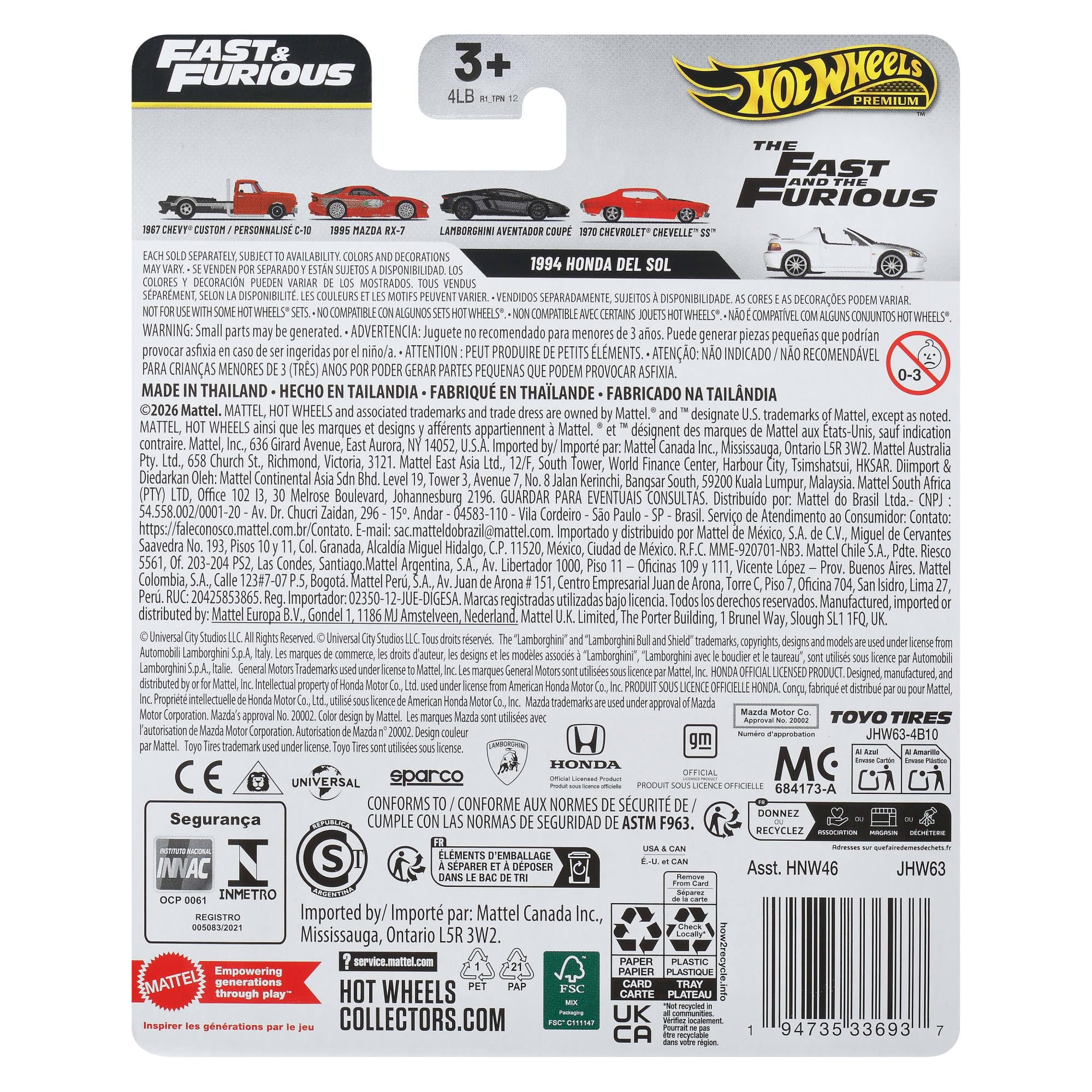 Hot Wheels Premium Fast & Furious 1994 Honda del Sol Diecast Model | 1:64 Scale | Metal/Metal 6