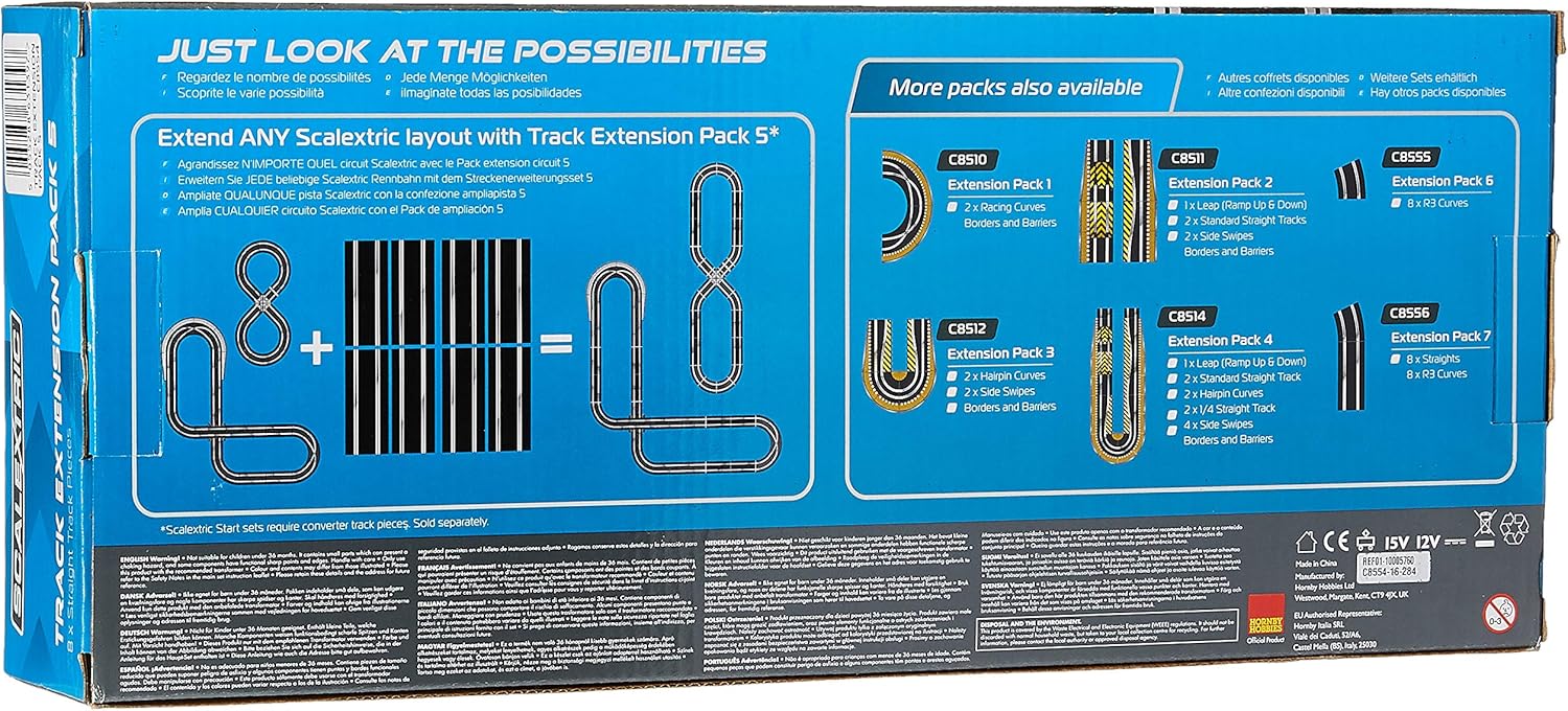 Scalextric C8554 Track Extension Pack 5 - 8 x 350mm Straights for 1:32 Slot Car Racing 3
