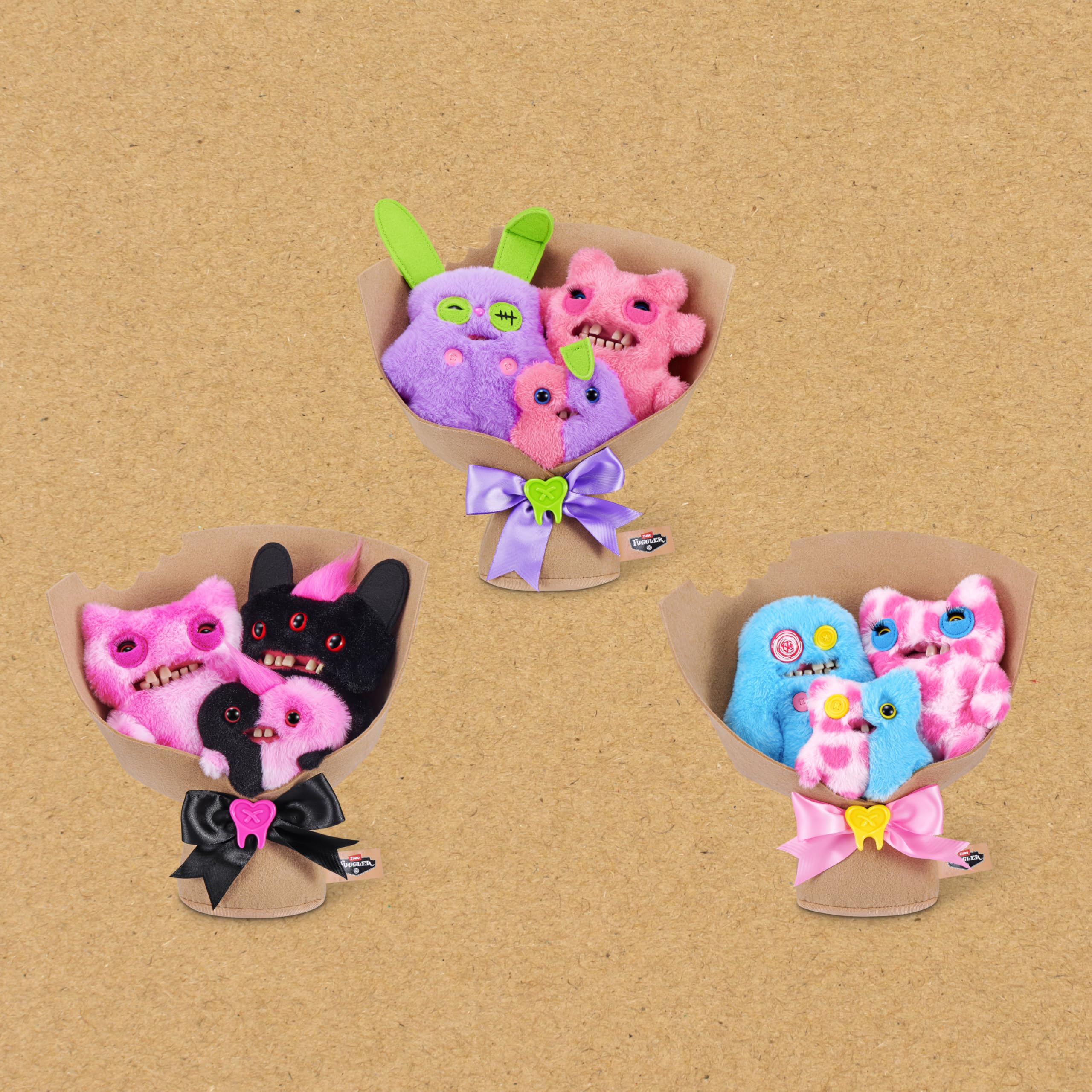 Fuggler Soft Dolls Bouquet - Sasquoosh, Stinkface, Squooshface - 2 x 9 inch, 1 x 3.5 inch Plush Set 5
