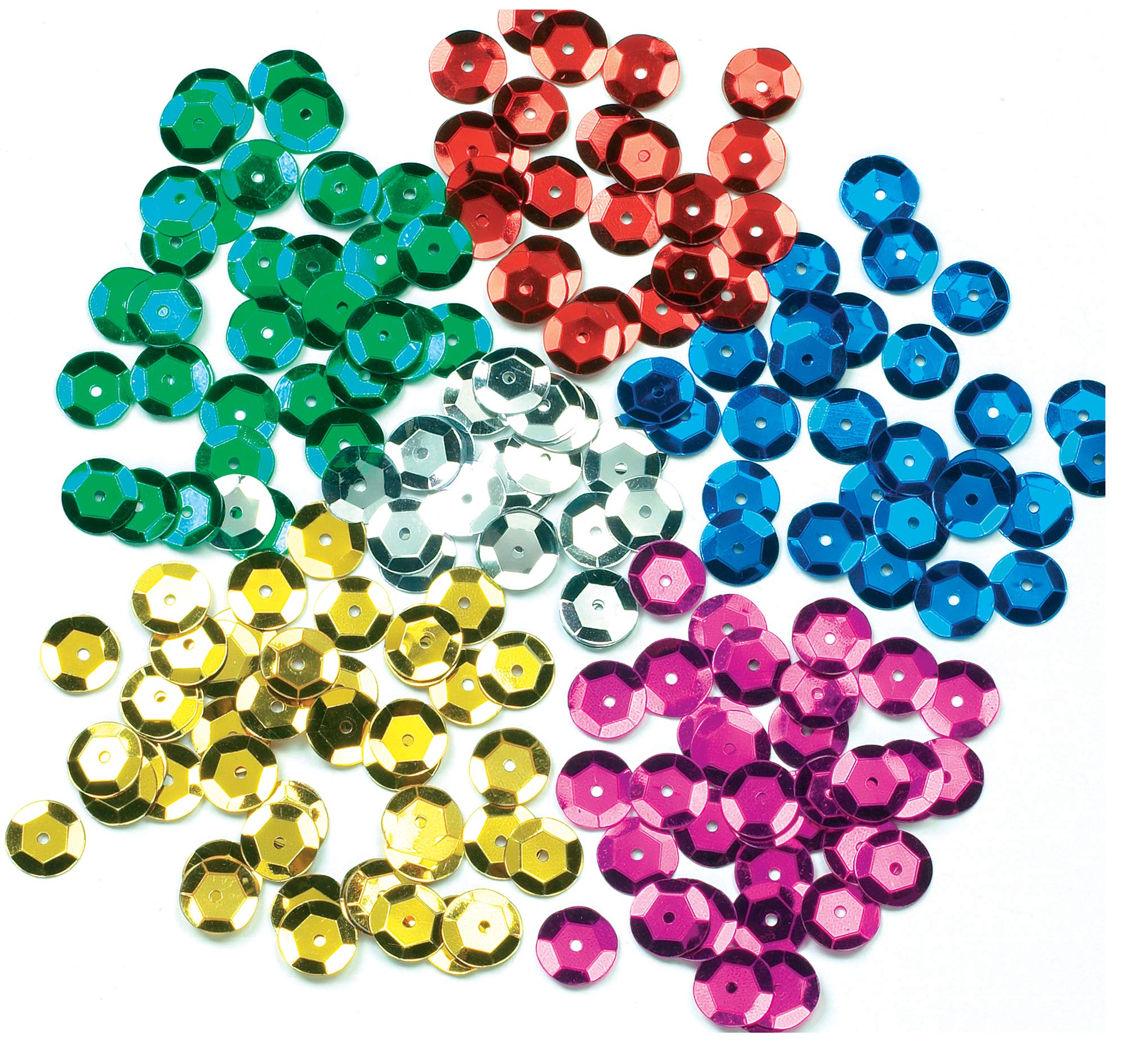 Baker Ross EX4523 Coloured Sequins Value Pack - Assorted Shiny Craft Embellishments for Kids