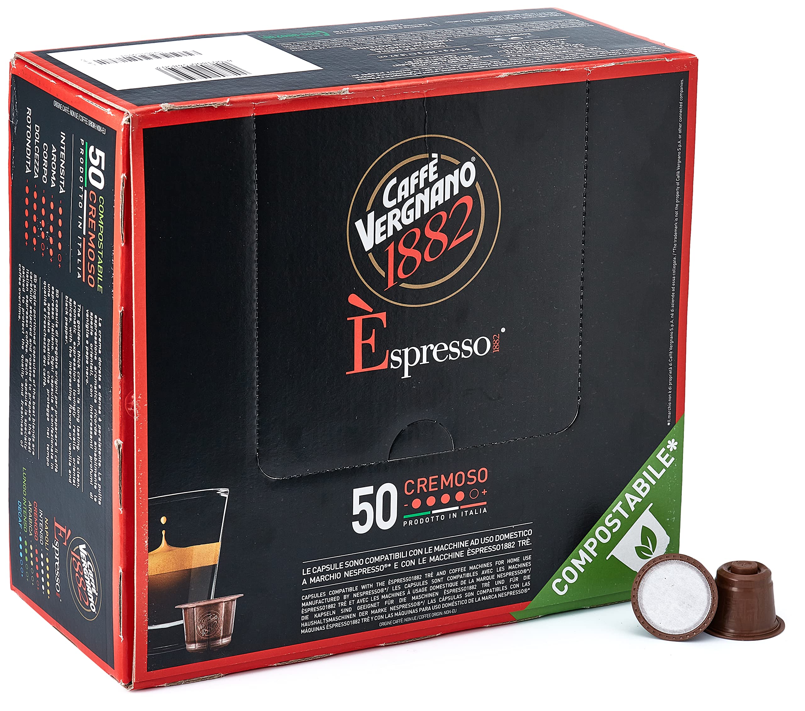 Caffè Vergnano 1882 Èspresso - Compostable Coffee Capsules for Nespresso® and Èspresso1882 TRÈ Machines (50 Capsules) 12