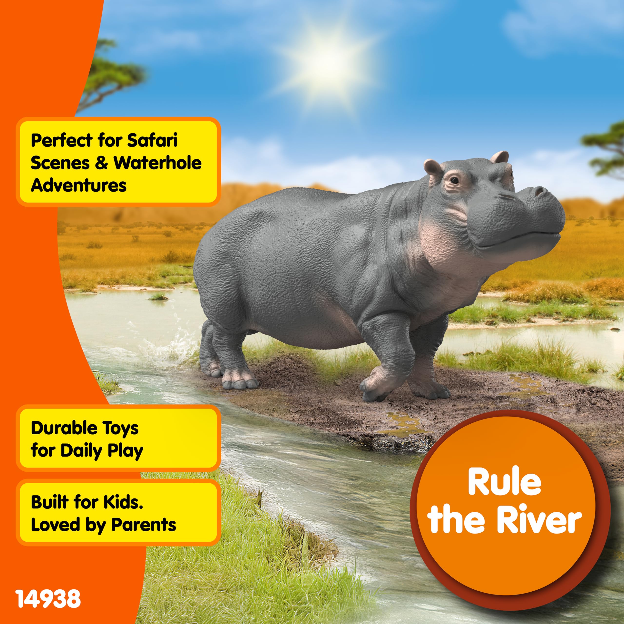 Schleich WILD LIFE Hippopotamus Miniature Figure 14938 | Ages 3+ | Grey Plastic 4