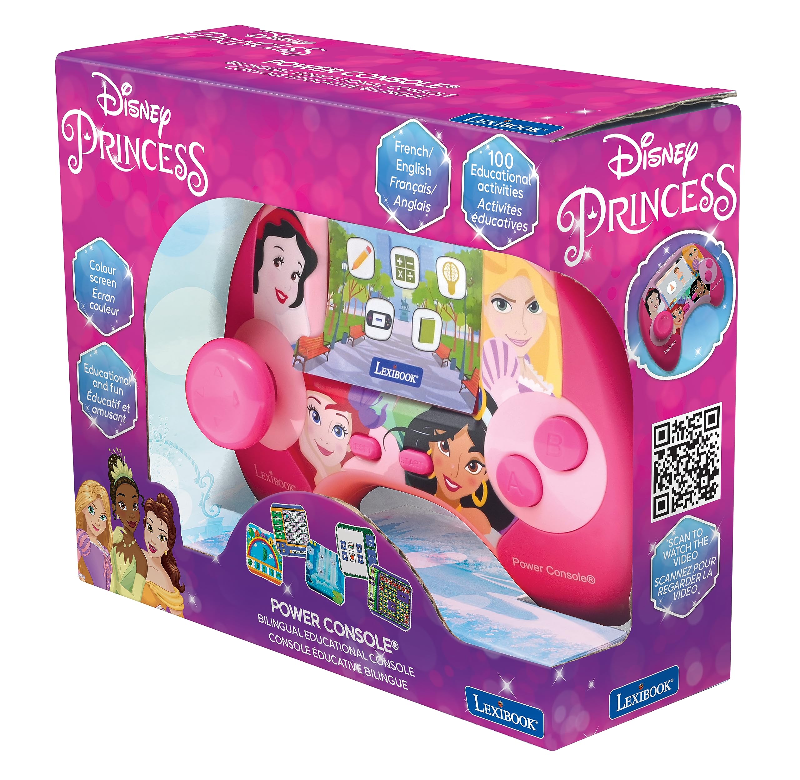 Lexibook Disney Princess Power Console® - Bilingual Educational Game Console with 100 Activities (French/English), Ages 4+ 14