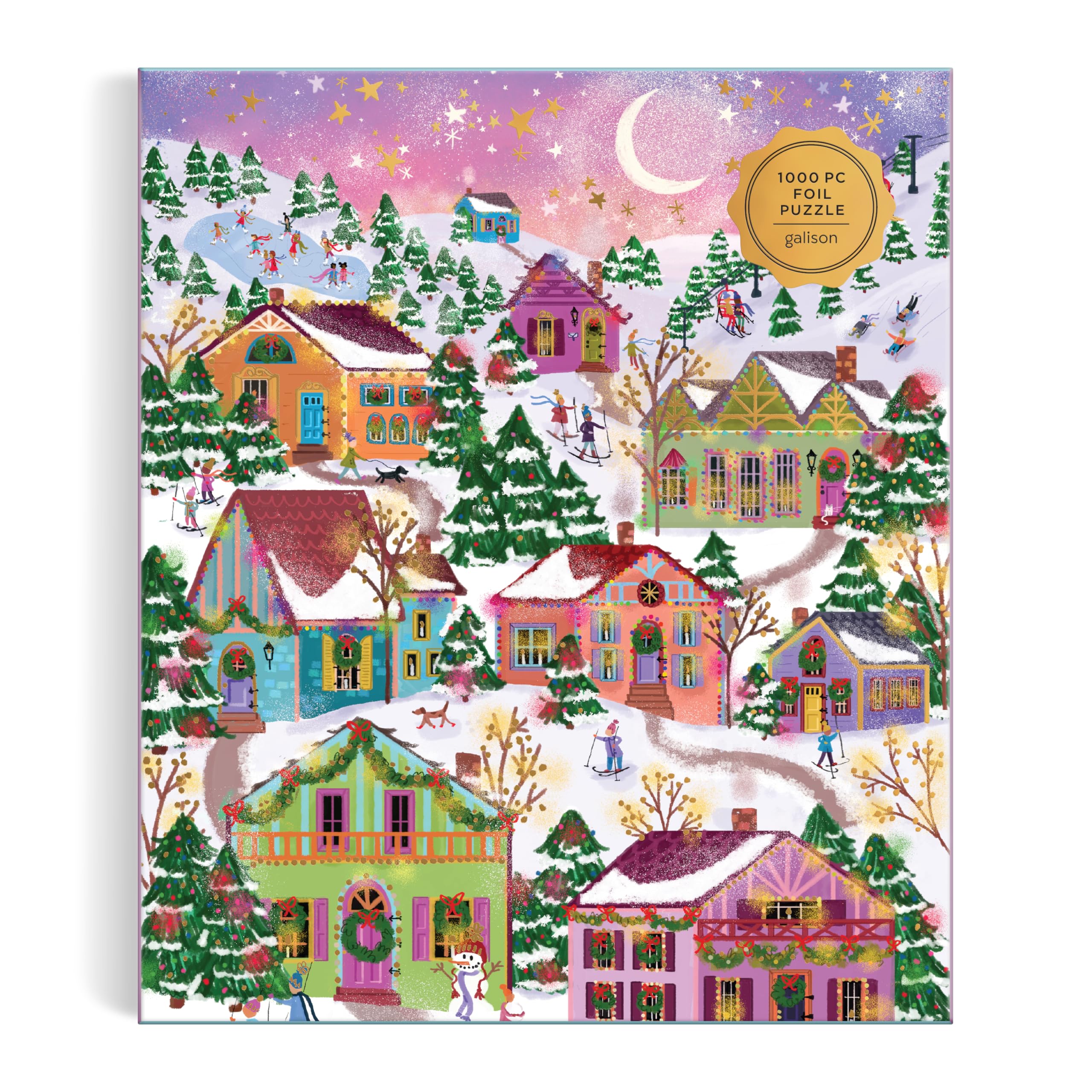 Galison Snowcap Village - 1000 Piece Foil Puzzle by Joy Laforme 11
