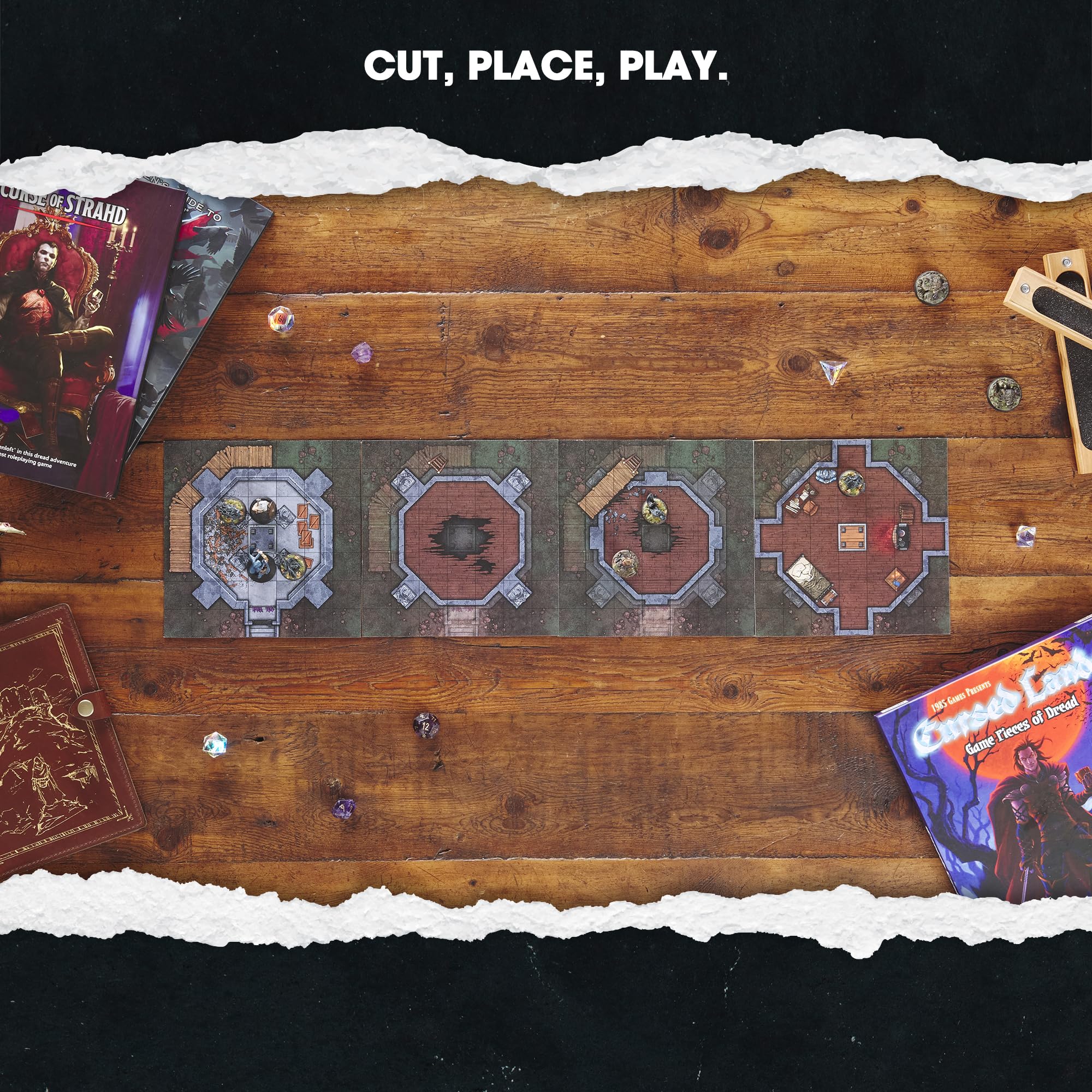 Dungeon Craft Cursed Lands Board Game - 1000+ Reversible Terrain Tiles for D&D Curse of Strahd 16