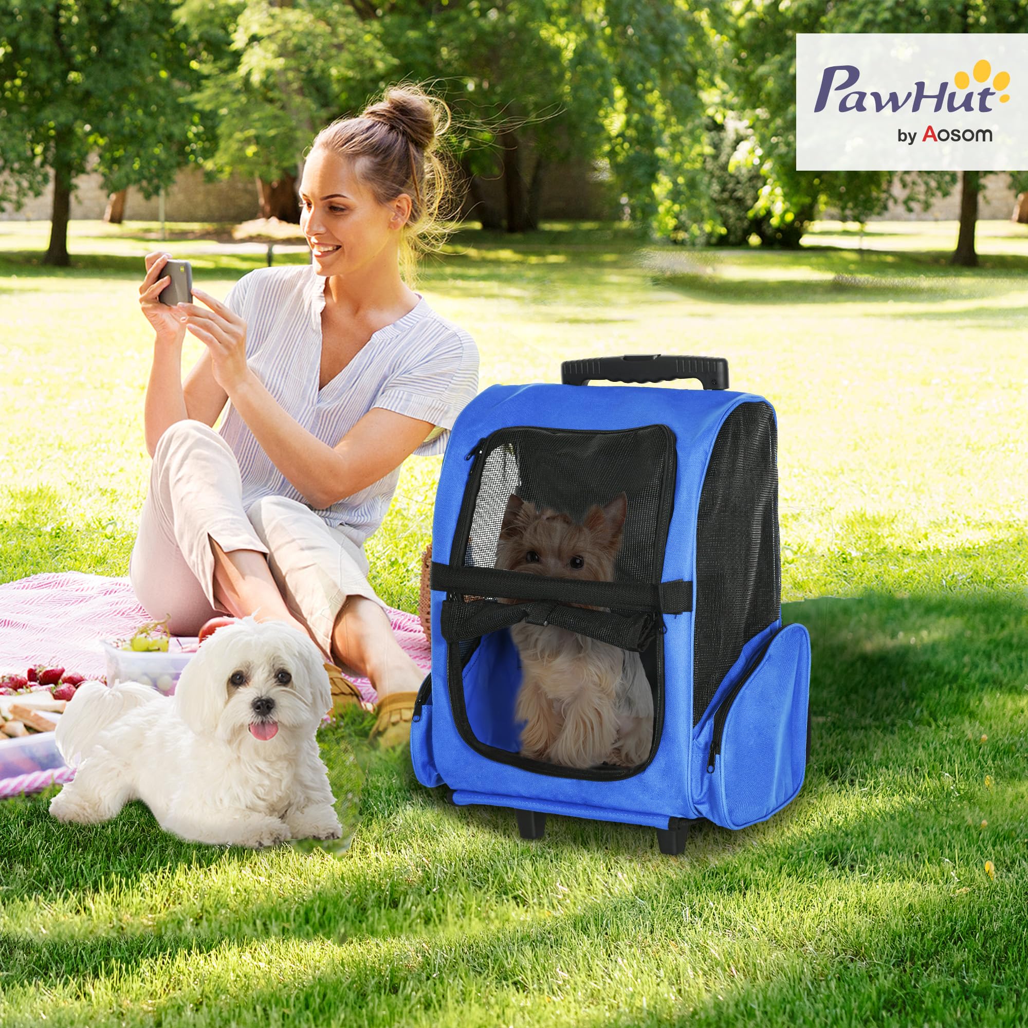PawHut Pet Travel Backpack - 2-in-1 Trolley & Backpack Design | Water-Resistant | For Pets Under 4kg 2