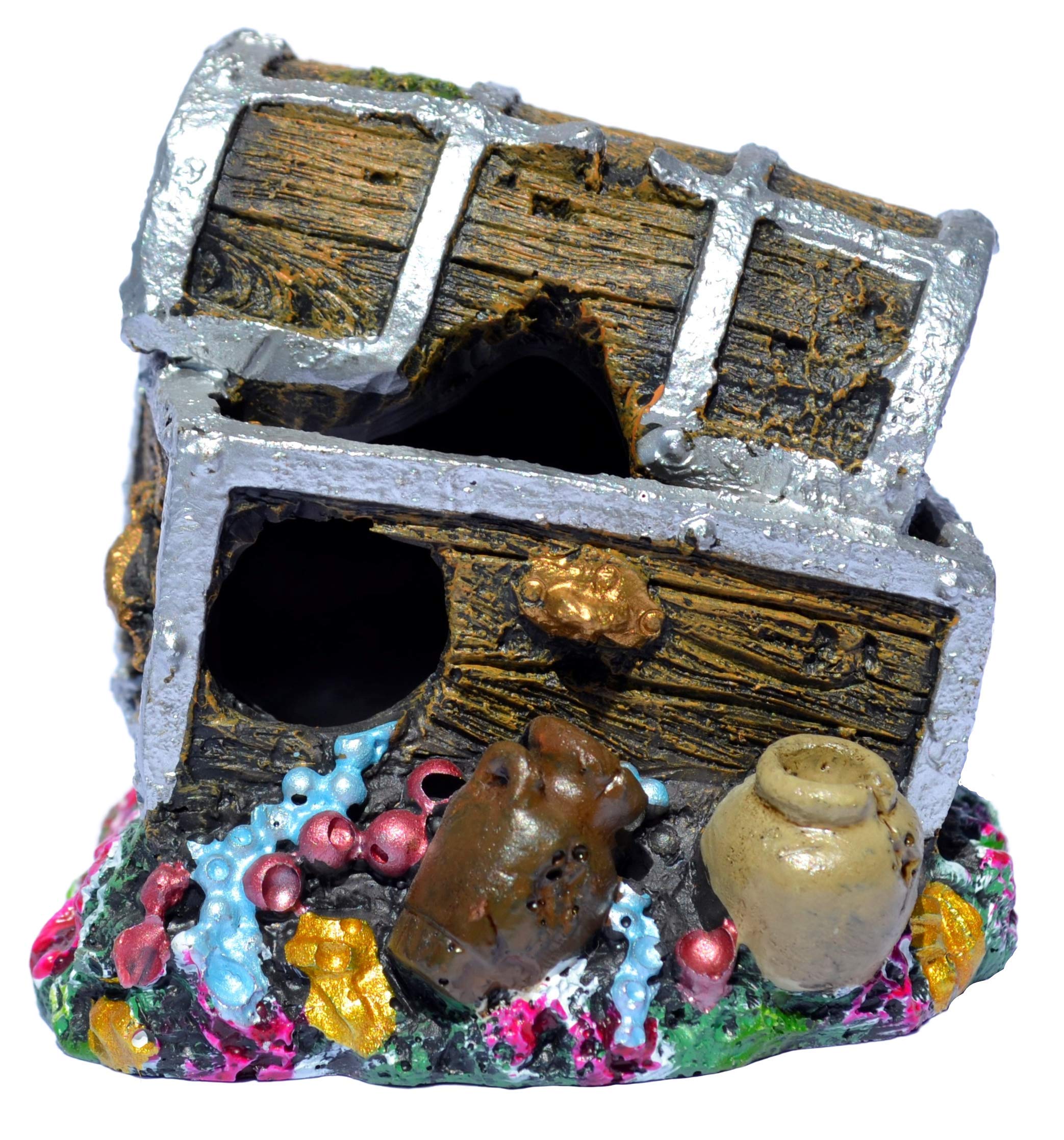 Supa Treasure Chest Aquarium Ornament | Non-Toxic Polyresin | Safe for Coldwater & Tropical Tanks | 6cm L x 7.5cm W x 6.5cm H 4