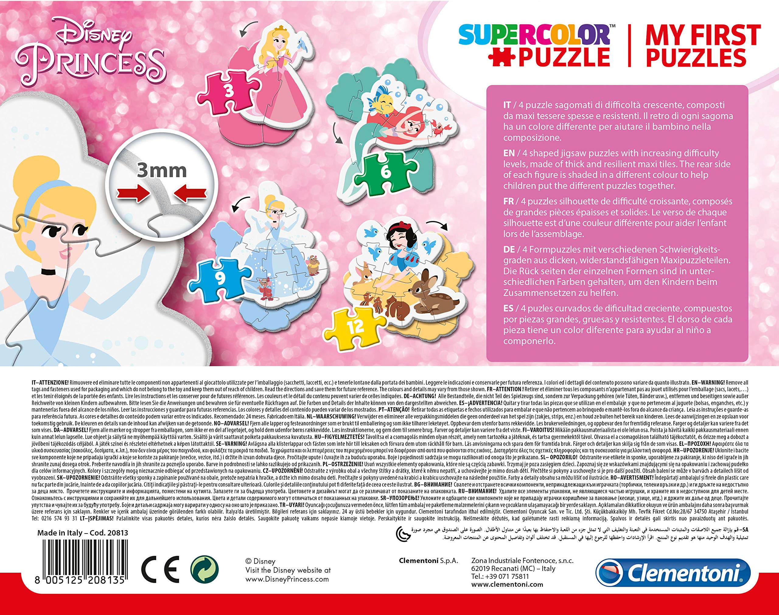 Clementoni Disney Princess My First Puzzle - 3, 6, 9, 12 Pieces | Ages 2+ 3