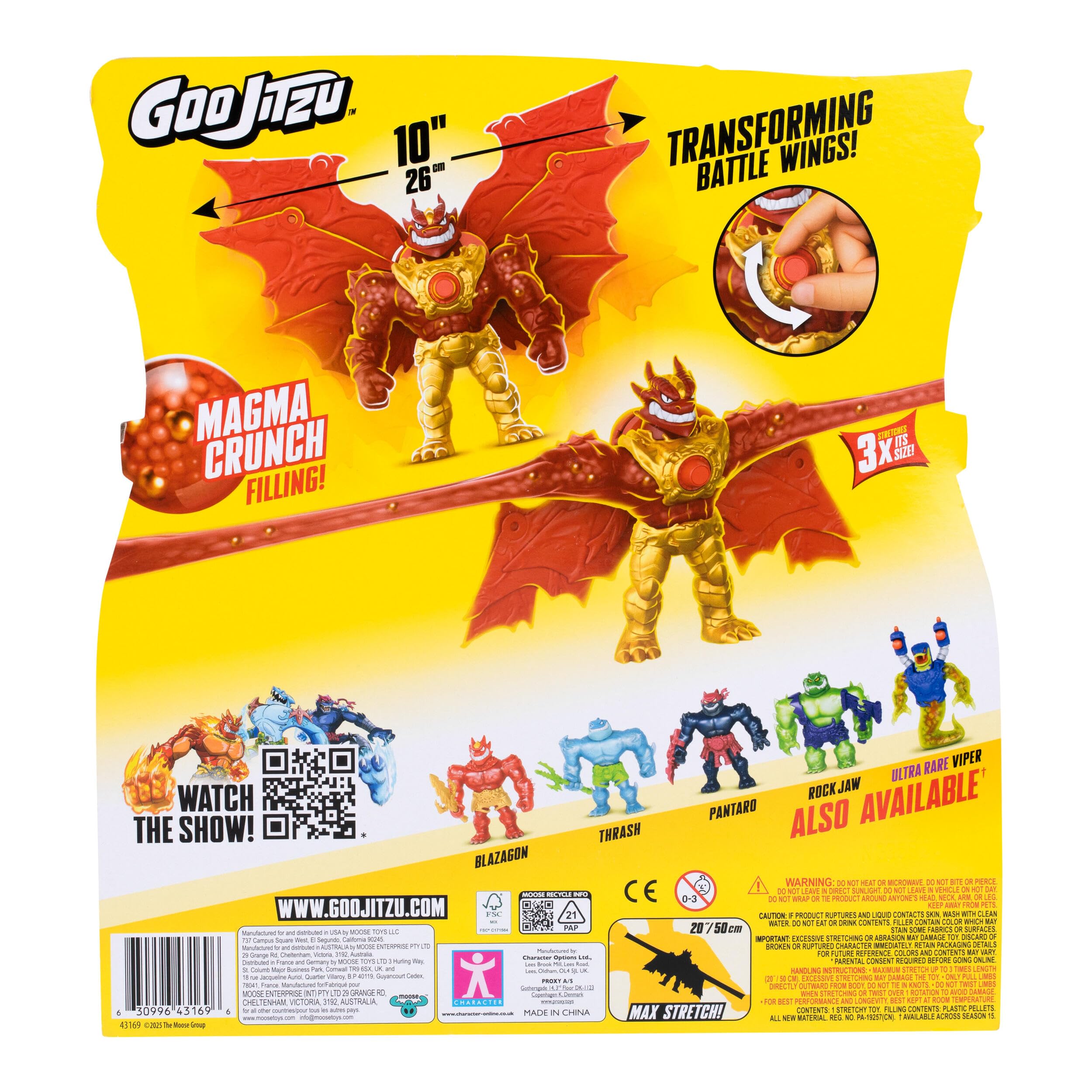 Heroes of Goo Jit Zu Battlewing Blazagon Power-Up Figure - 8.5" Tall, Stretchy Action with Goo-Activated Wings 5