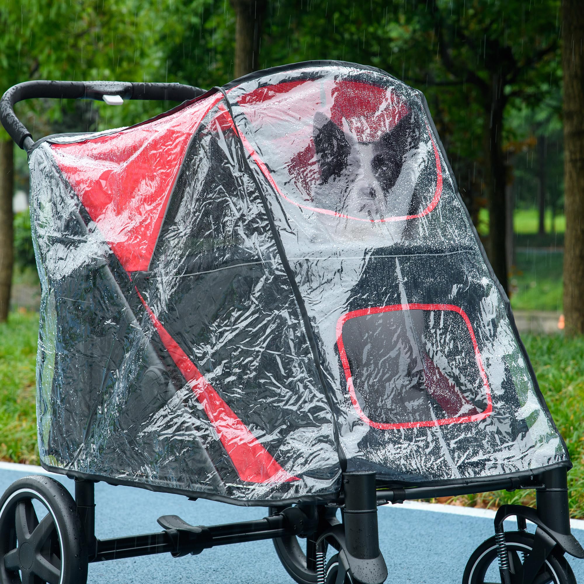 PawHut Dog Stroller Rain Cover - Transparent Plastic | Foldable | Rear Entry