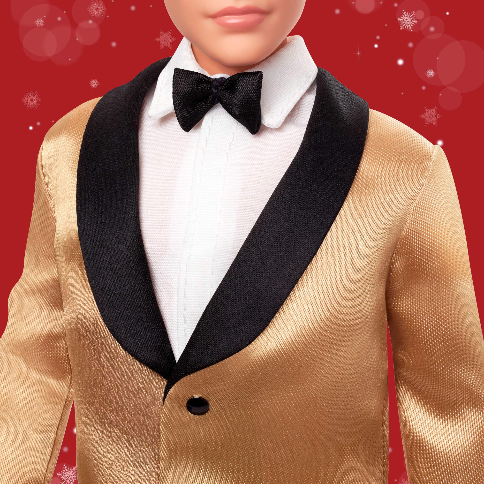 Barbie Signature 2025 Holiday Blonde Ken Collectible Fashion Doll - Golden Satin Suit & Platinum Hair 6