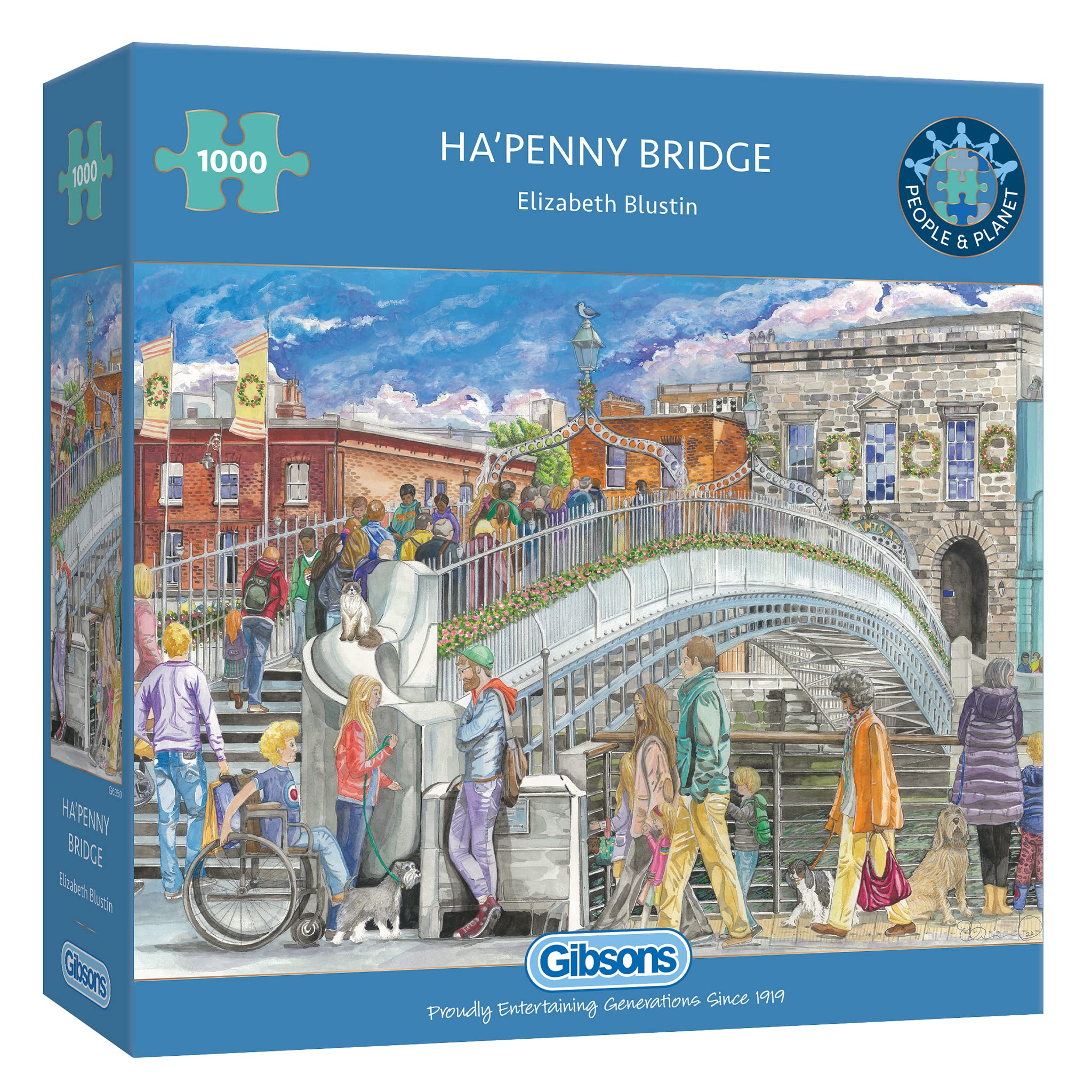 Gibsons Ha’penny Bridge 1000 Piece Jigsaw Puzzle | Dublin Landmark | Eco-Friendly Recycled Board 1