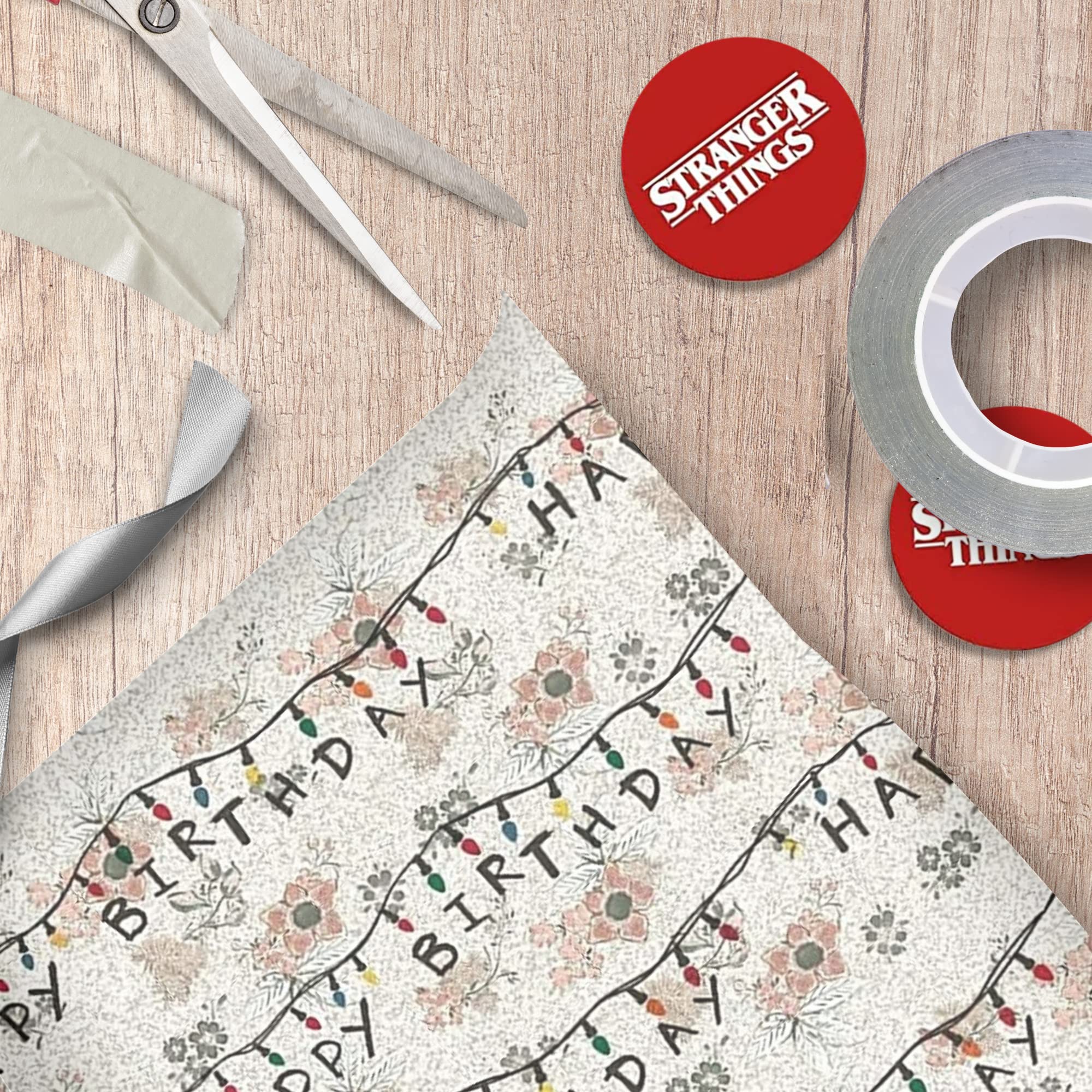 Danilo Promotions LTD Stranger Things Upside Down Gift Wrapping Paper Set | 2 Sheets & 2 Tags | 70cm x 50cm 6