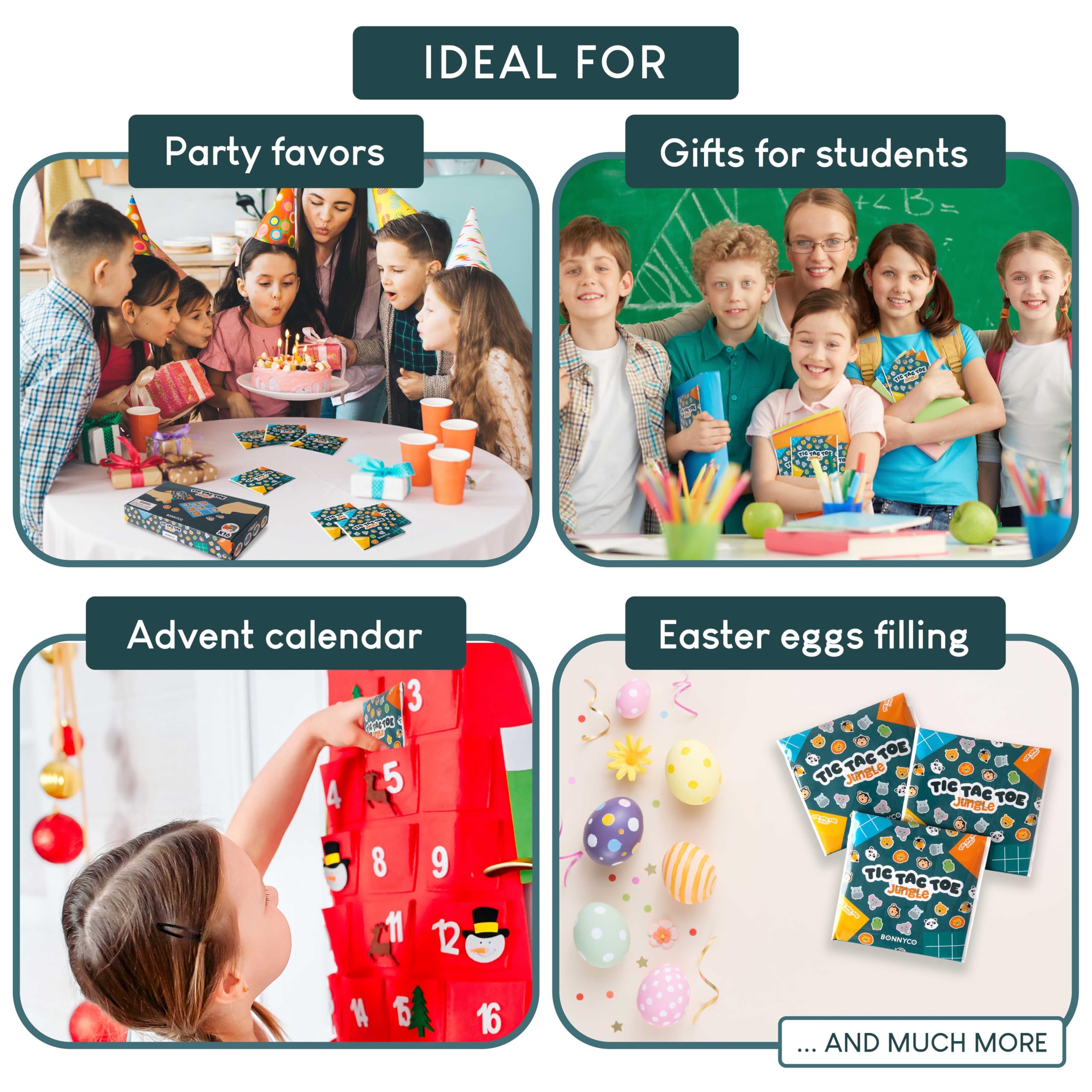BONNYCO Jungle Animals Tic Tac Toe - 16 Pack Party Favors for Kids 9