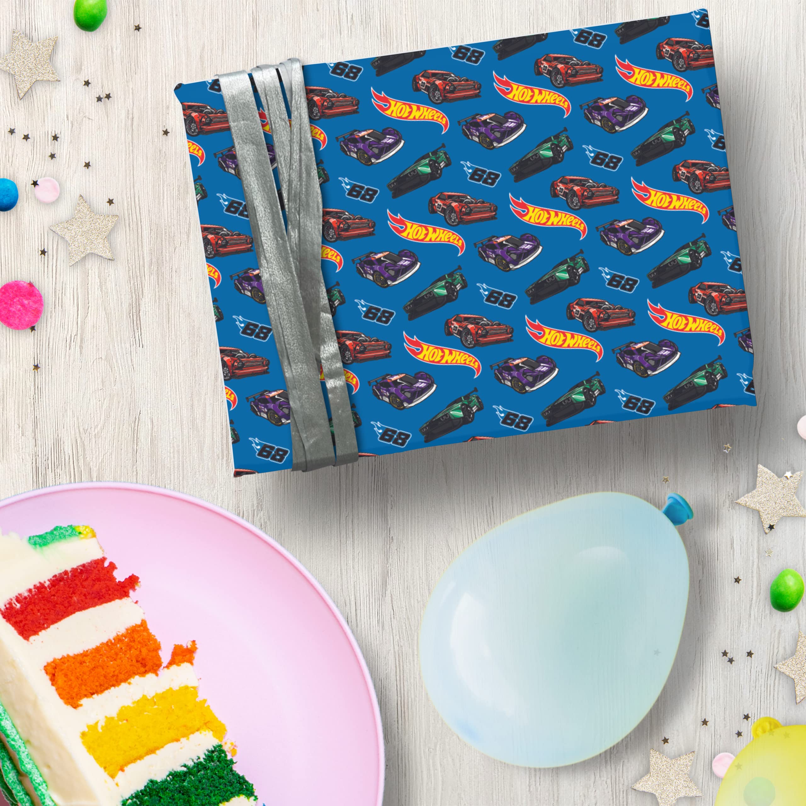 Hot Wheels Birthday Wrapping Paper - 2 Sheets and 2 Tags 3