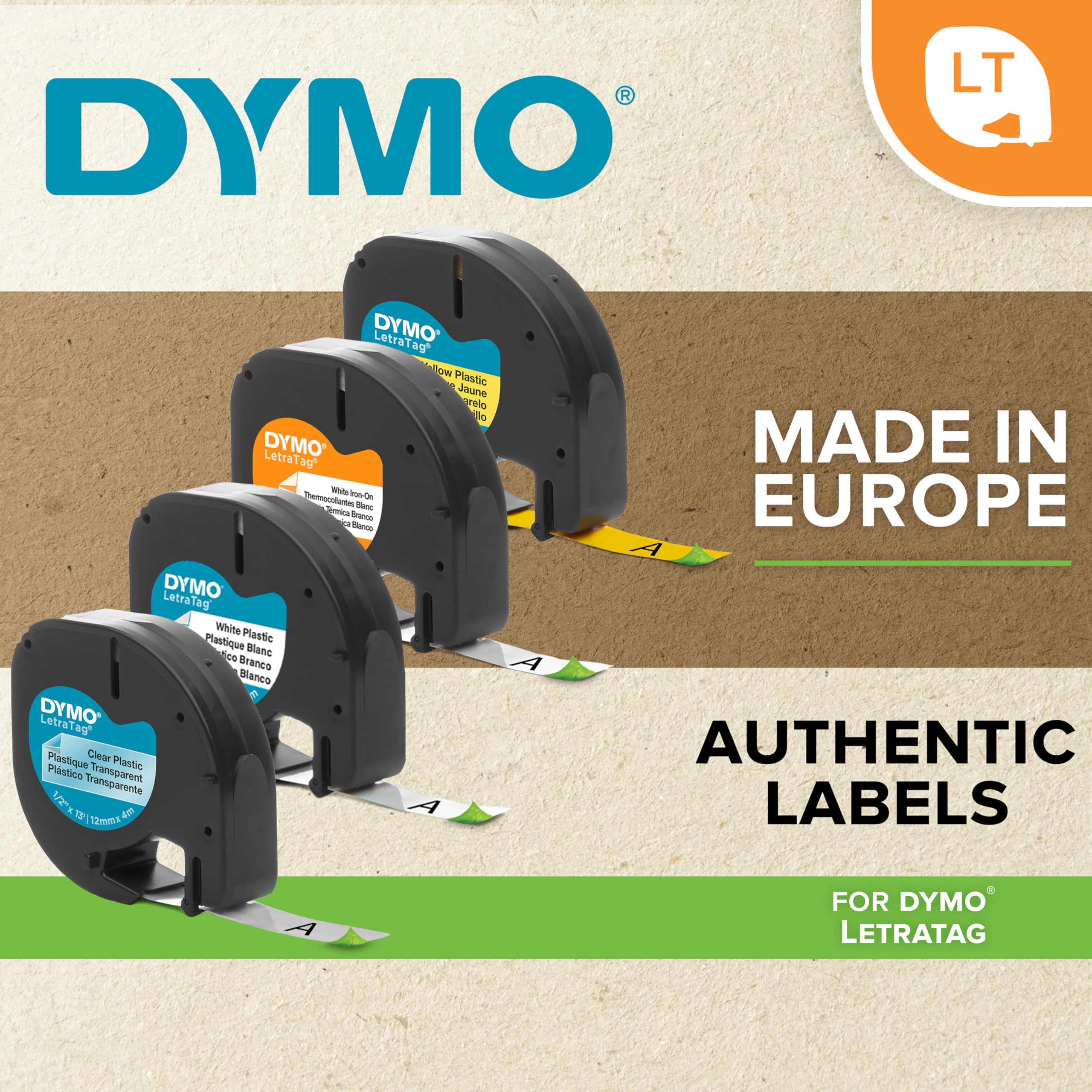 Dymo LetraTag S0721660 Plastic Label Tape - Black Text on White | 12mm x 4m Roll 3