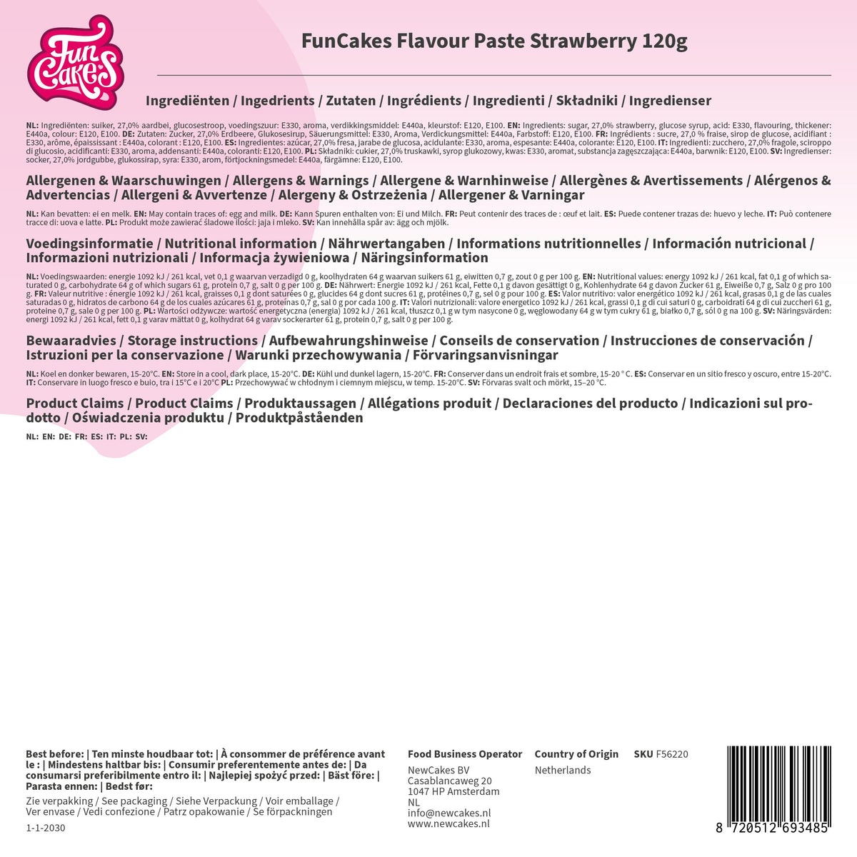 FunCakes Strawberry Flavour Paste - 120 g
