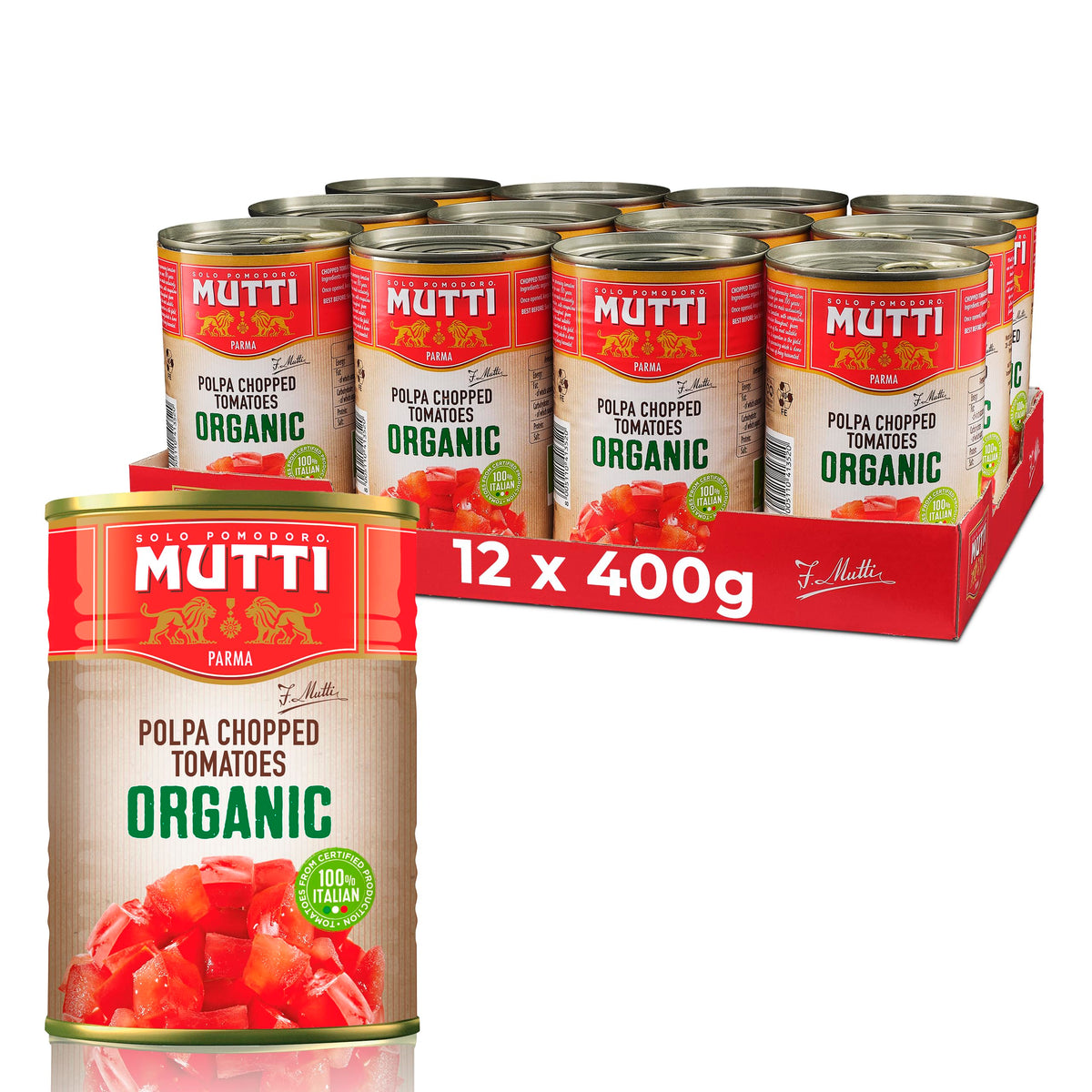 Mutti Organic Chopped Tomatoes - 12 x 400g